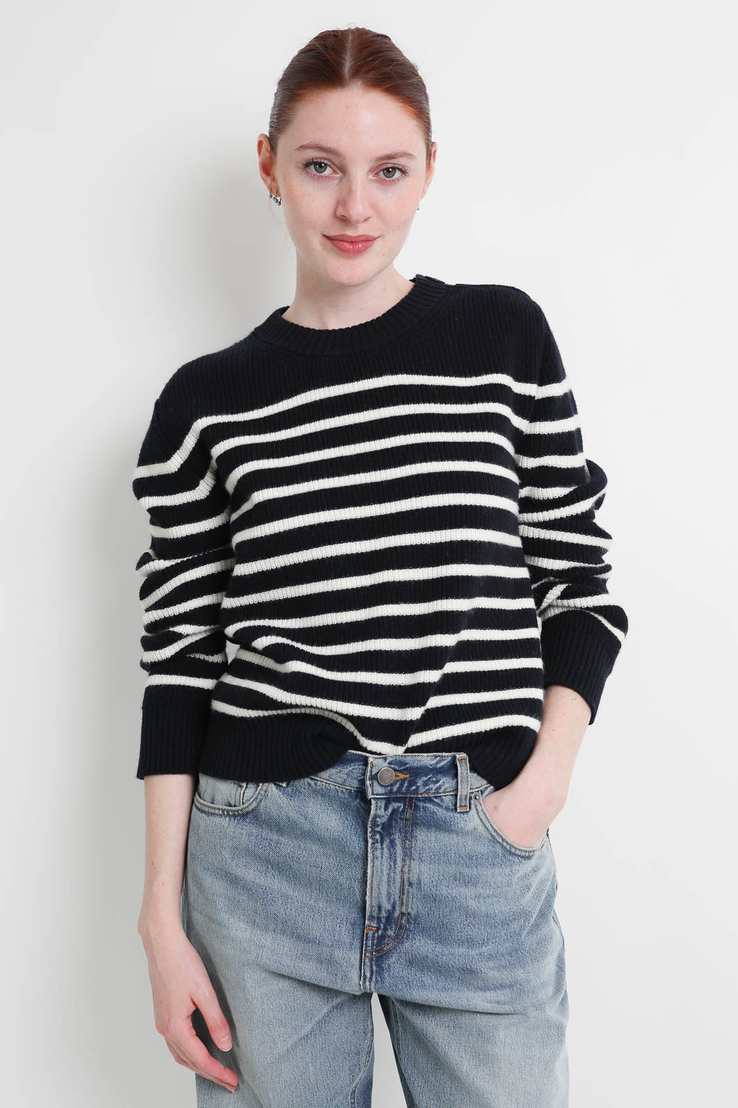 Roberto Collina, Pullover Girocollo Riga in Navy