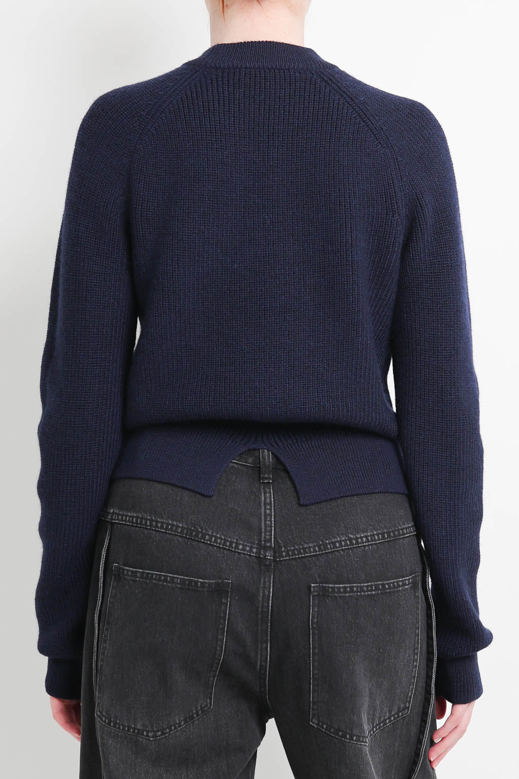 Tibi, Pullover Shrunken Crewneck in Dark Navy