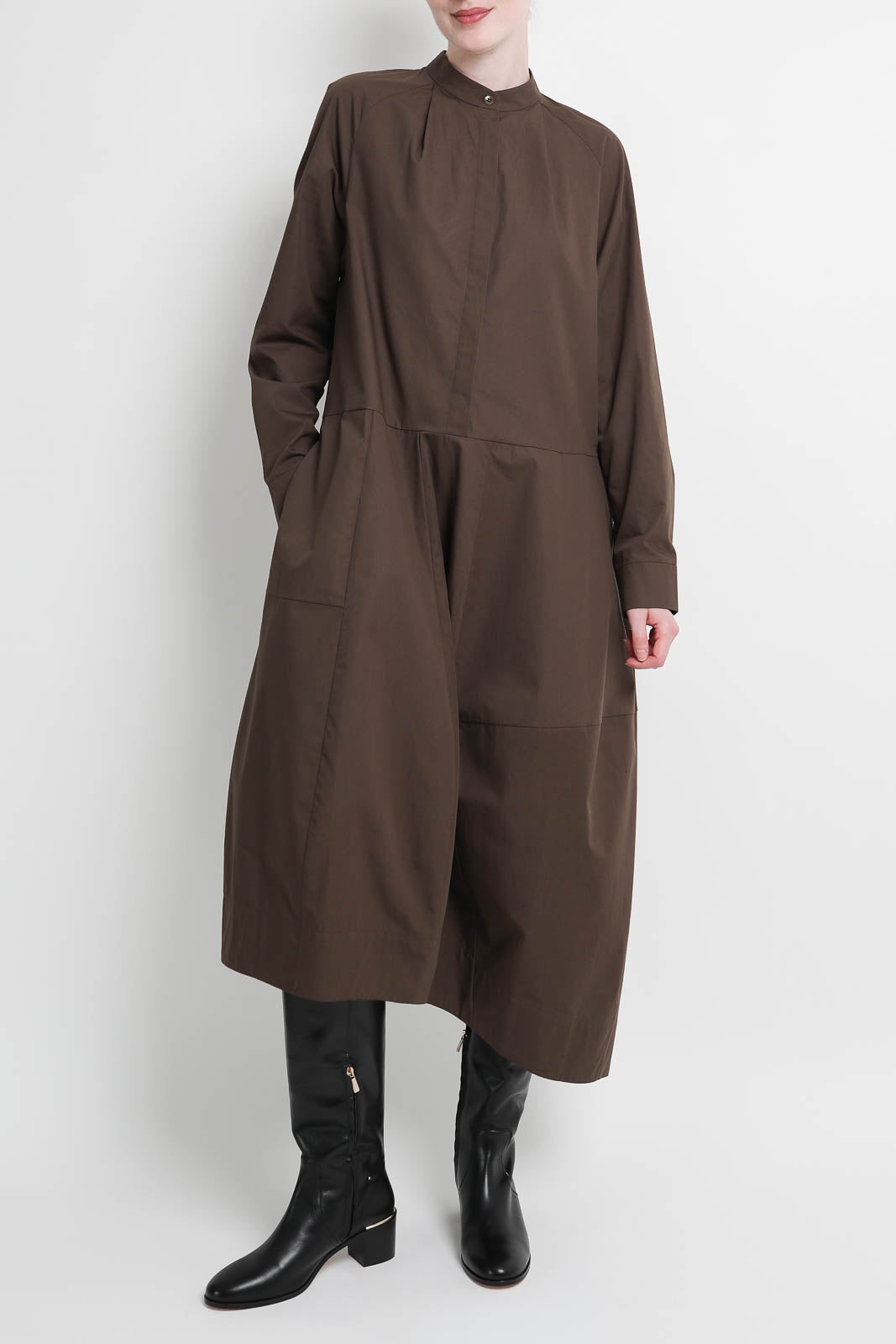 Tibi, Kleid Poplin Balloon in Braun