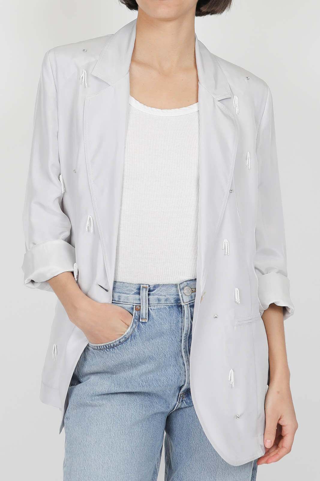 Blazer aus Seide in Madreperla