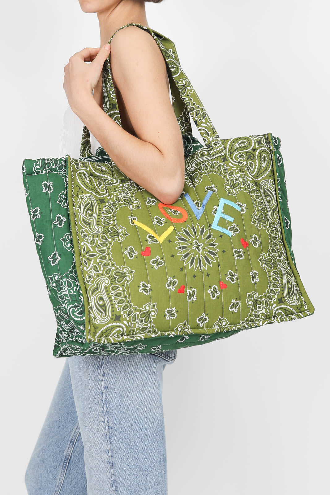 Tasche Maxi Cabas Love in Bronze/Vert Weekend