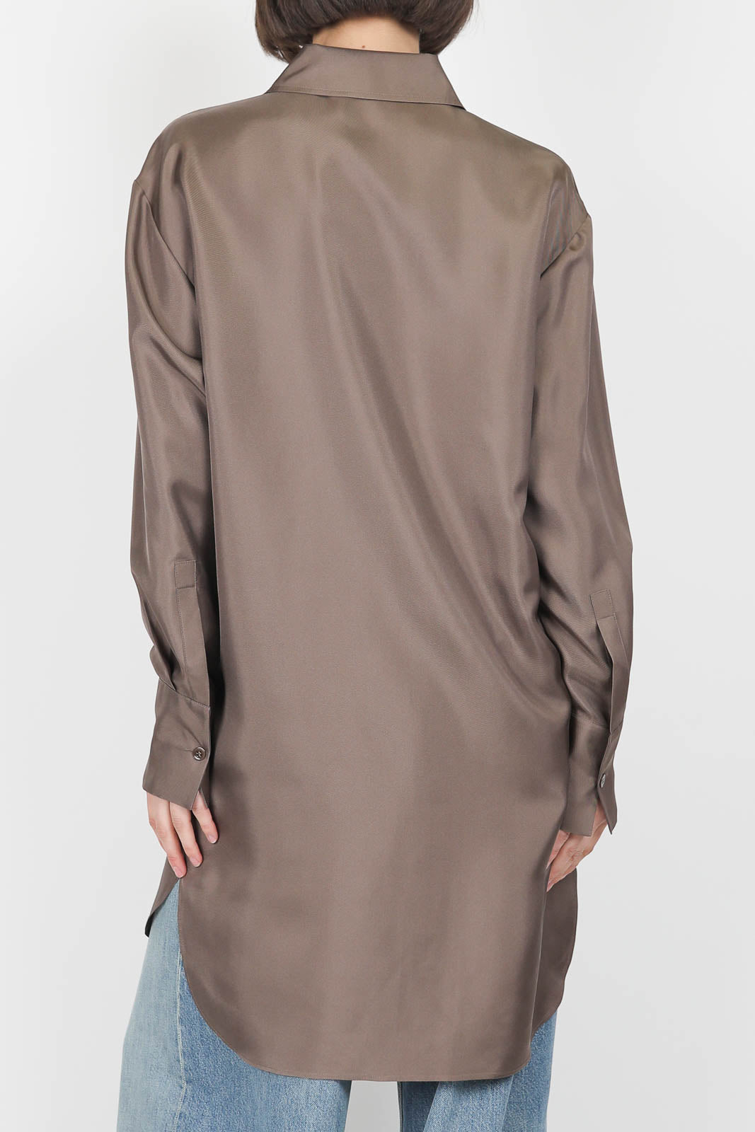 Bluse aus Seide in Taupe