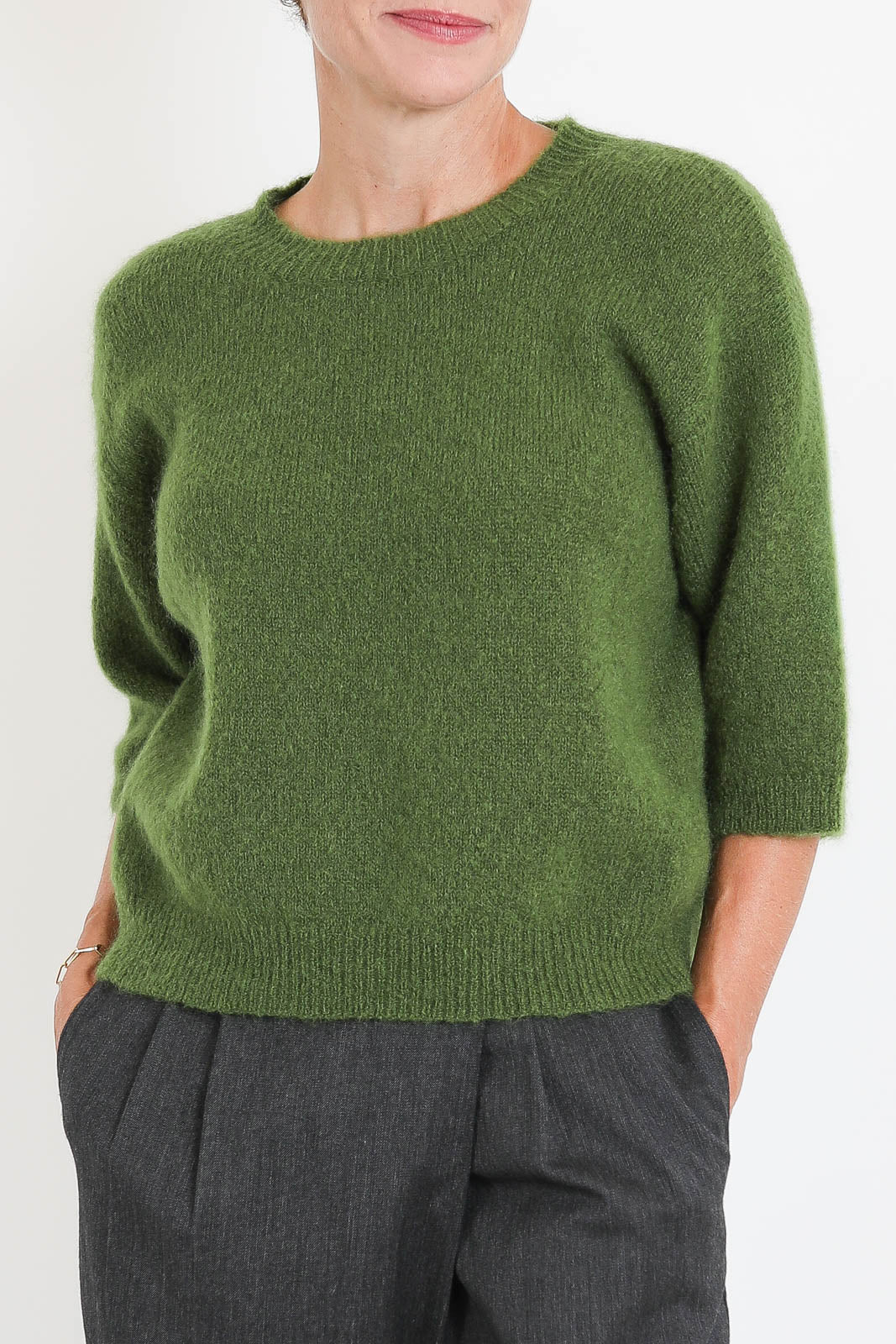 Pomandère, Pullover aus Mohair in Seaweed Green