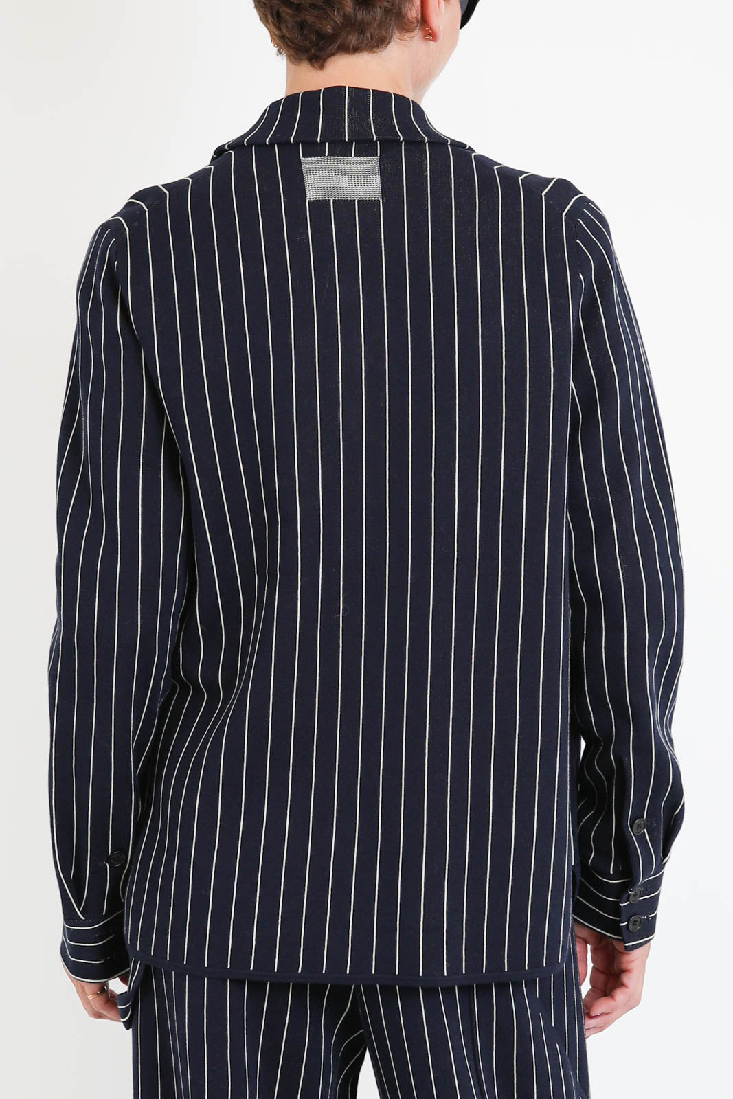 Guest in Residence, Bluse / Overshirt Pinstripe Work in Navy/Butter