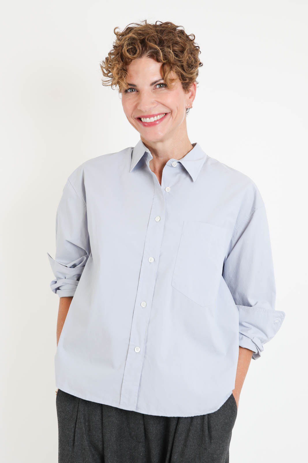 Zenggi, Bluse Cotton Poplin in Horizon Blue