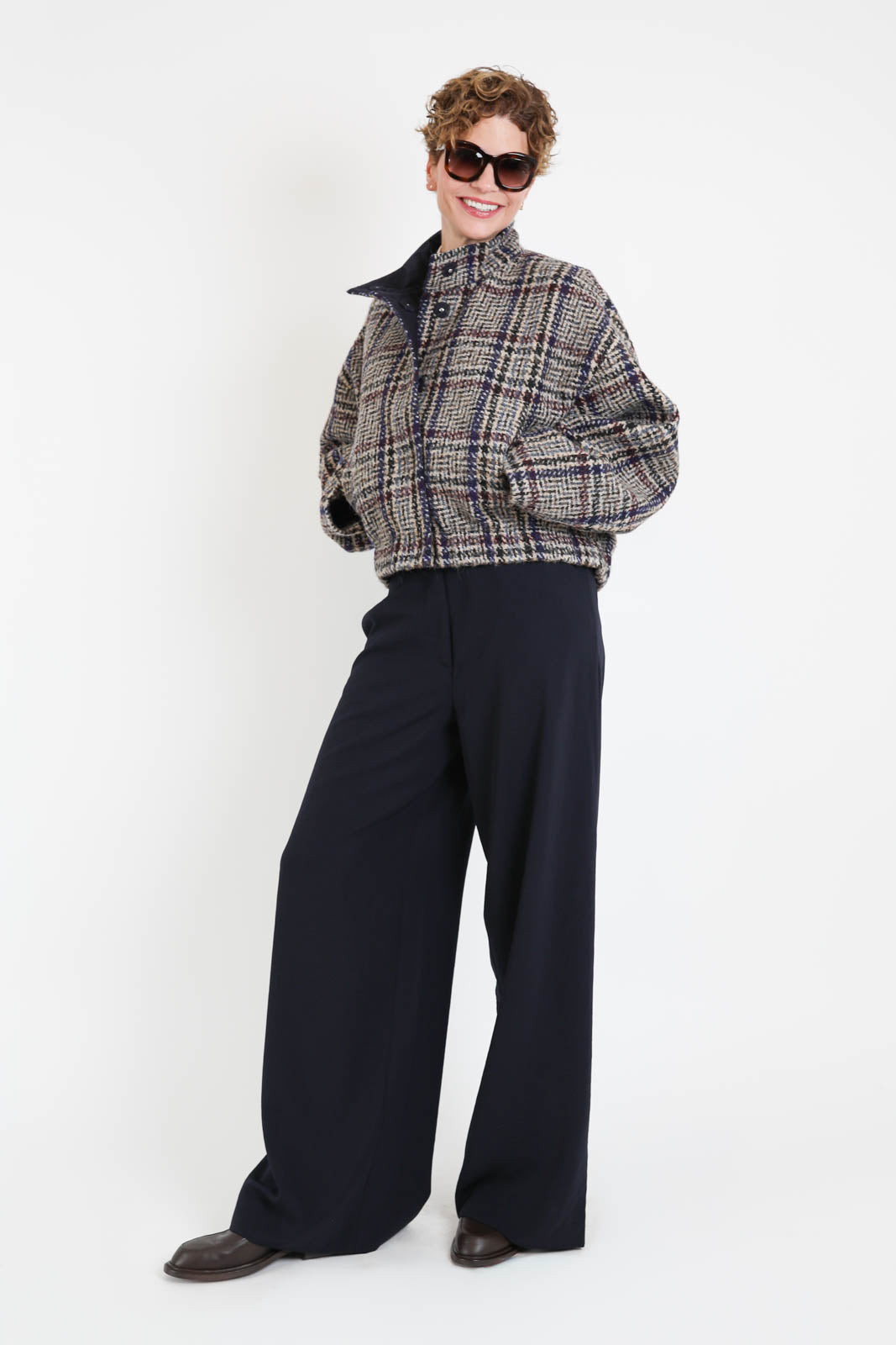 Zenggi, Jacke Wool Check in Limestone