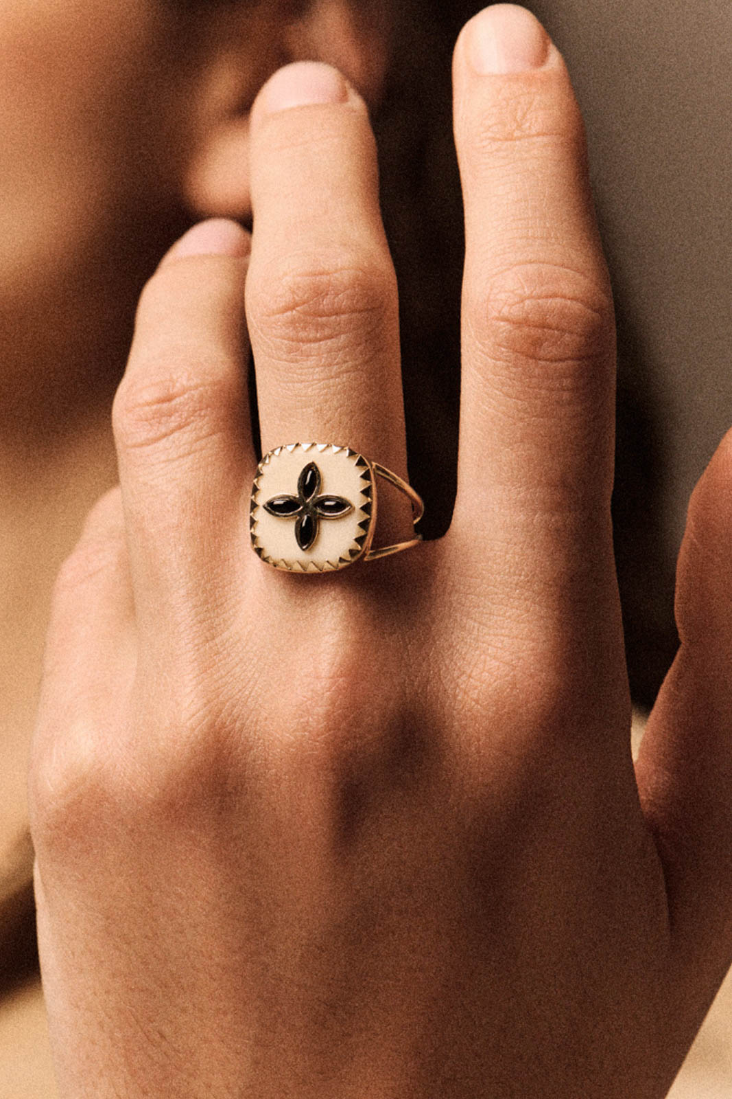 Pascale Monvoisin Ring Bowie N°2 in White/Onyx