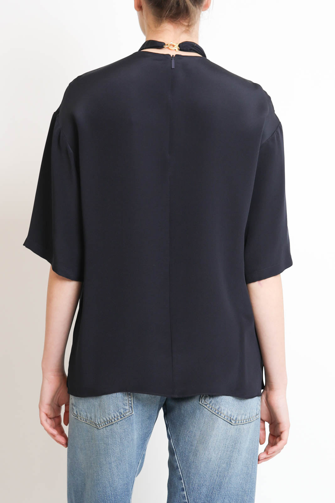 Tibi, Bluse 4 Ply Silk Tie in Dark Navy