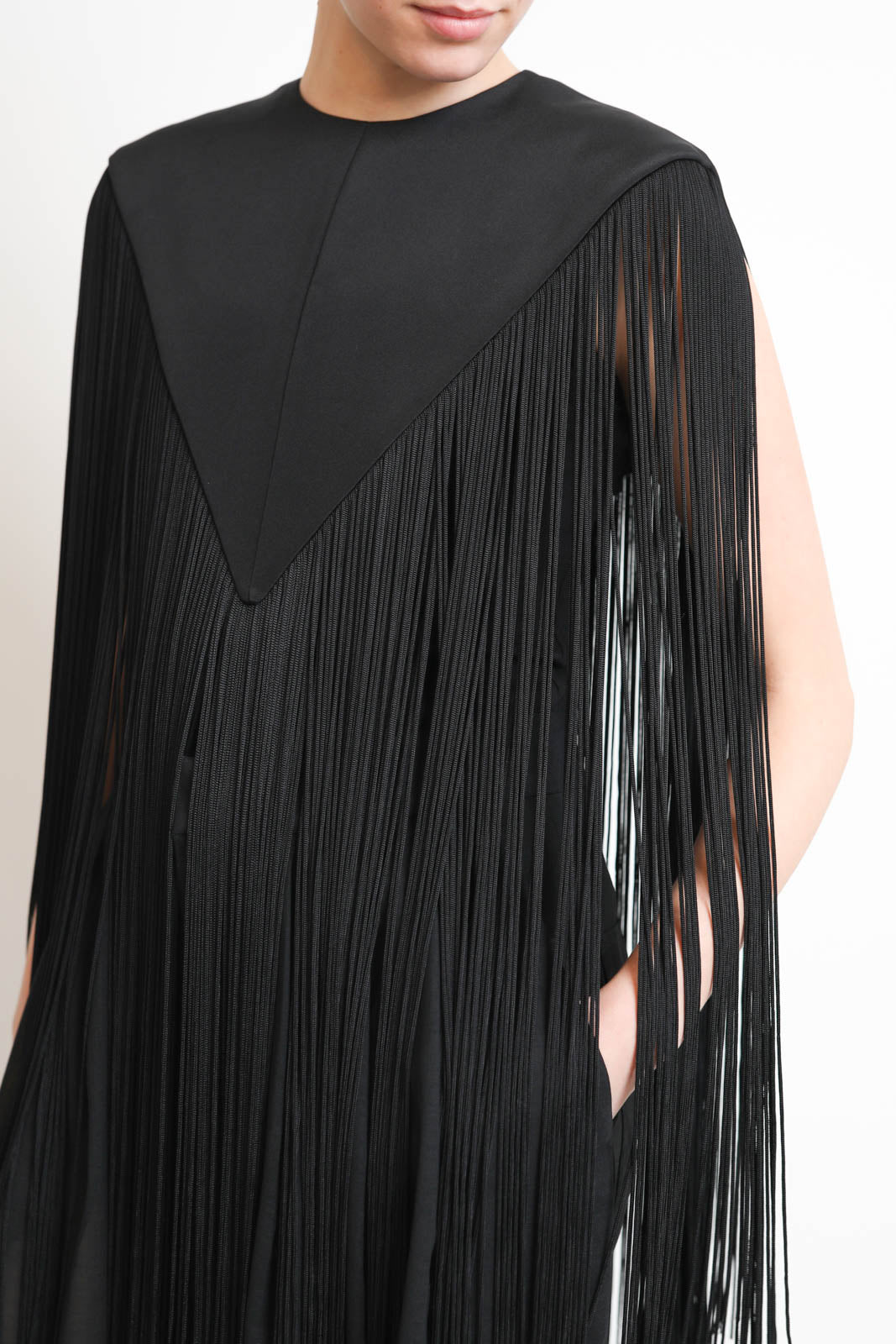 Tibi, Poncho 4 Ply Silk Fringe in Black
