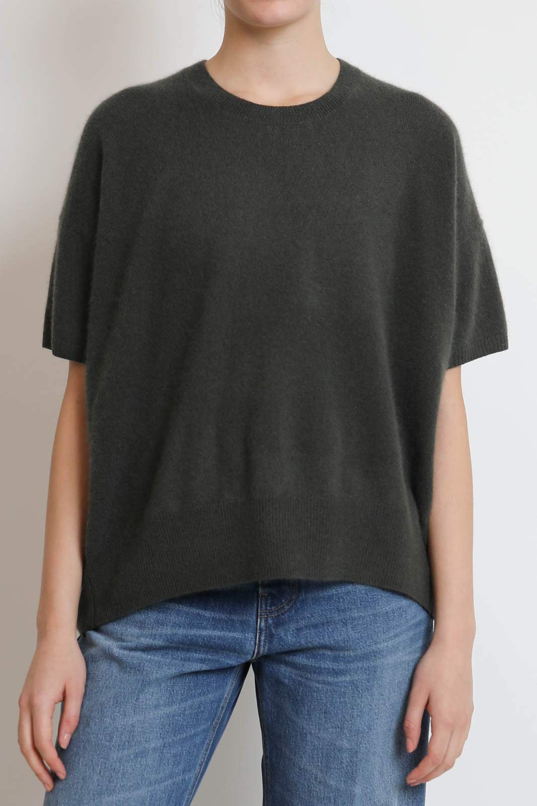 C. T. Plage, Pullover mit kurzen Ärmeln Round in Khaki