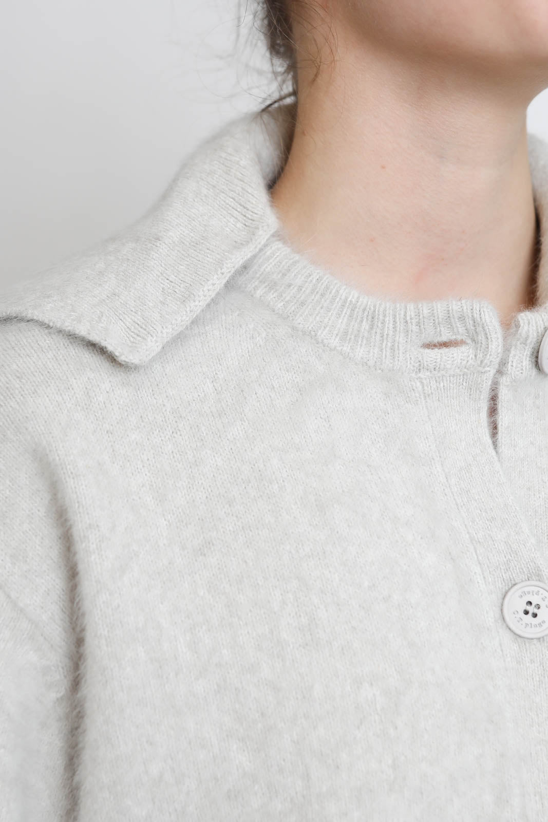 C. T. Plage, Cardigan Polo Neck in Ivory