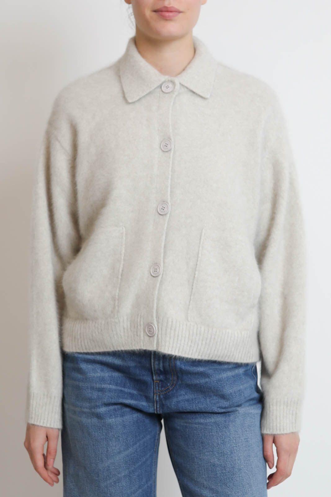 C. T. Plage, Cardigan Polo Neck in Ivory