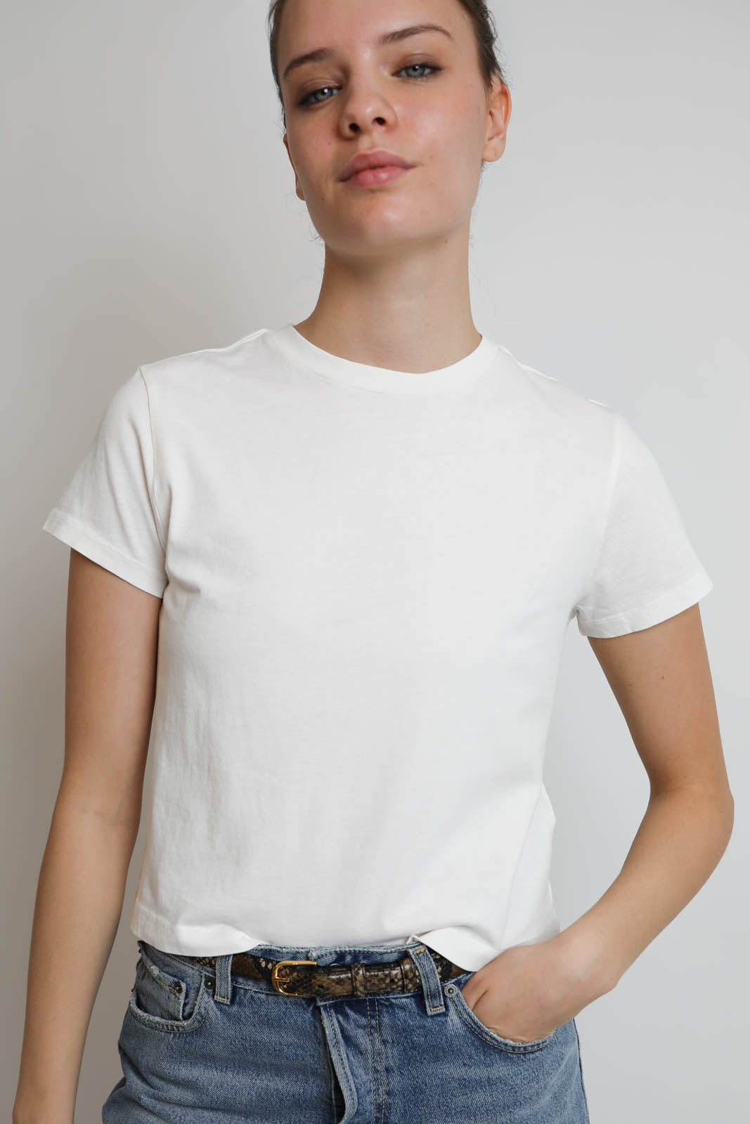 Agolde, T-Shirt Adine Shrunken in White Ash