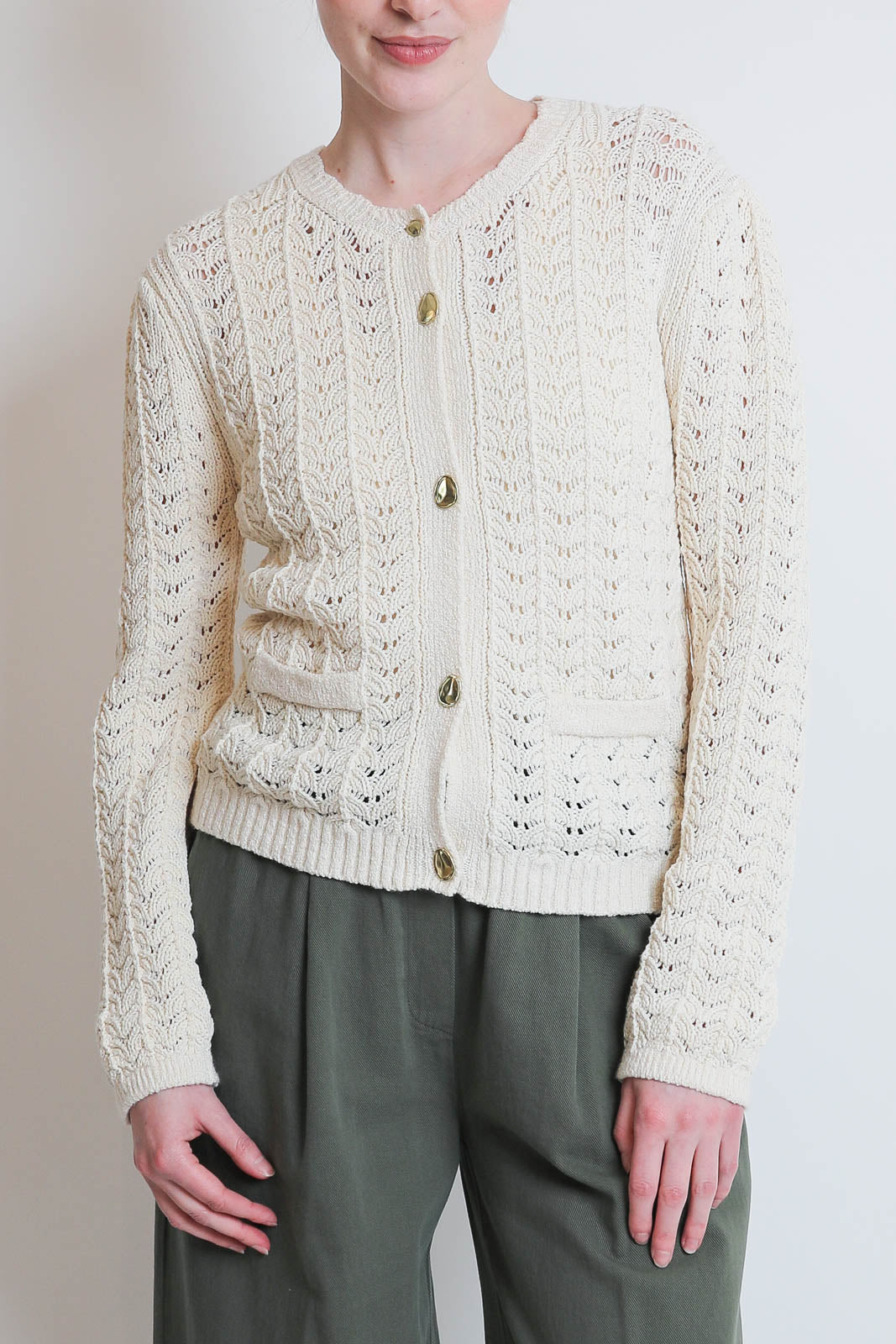 Forte-Forte, Cardigan Cotton Fan in Yogurt