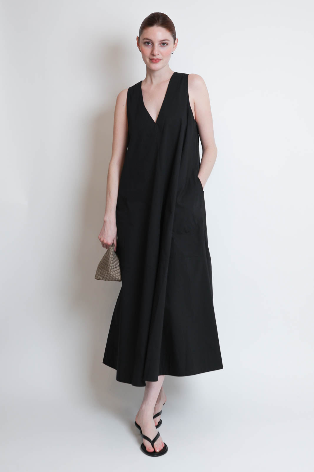 Lee Mathews, Kleid Poplin Apron in Schwarz