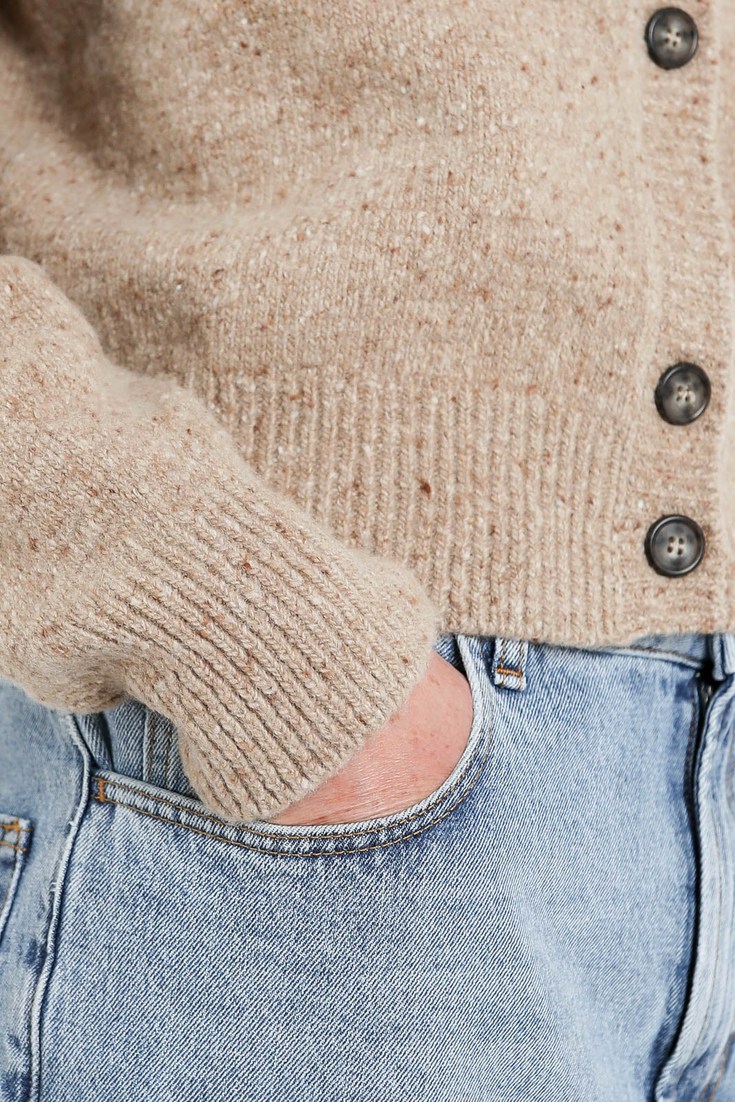 Rohe, Cardigan Fine Merino Tweed in Oat Melange