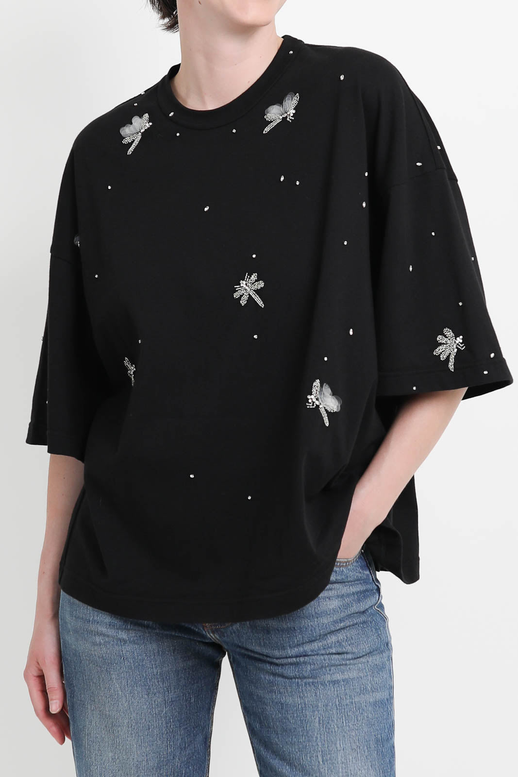 Forte-Forte, T-Shirt Carousel de Sylphes in Nero