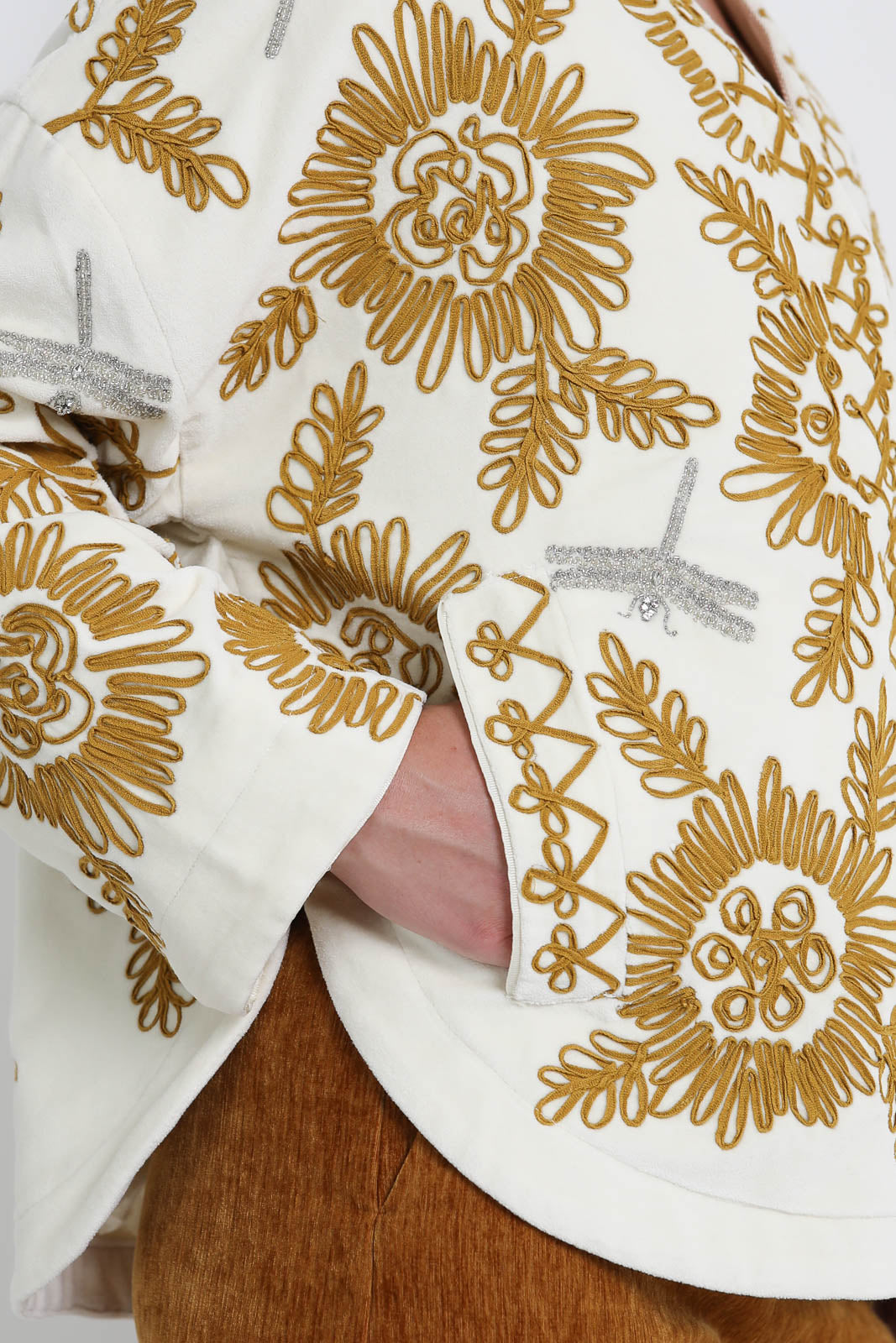 Forte-Forte, Blazer Kimono Voila' Une Fleur aus Samt in Ambra