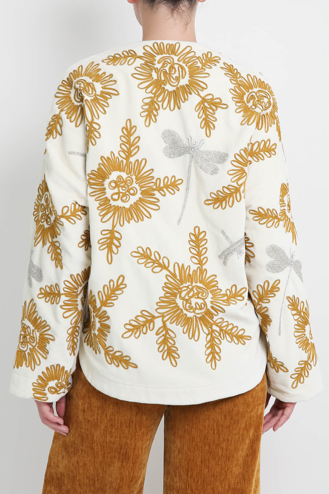 Forte-Forte, Blazer Kimono Voila' Une Fleur aus Samt in Ambra