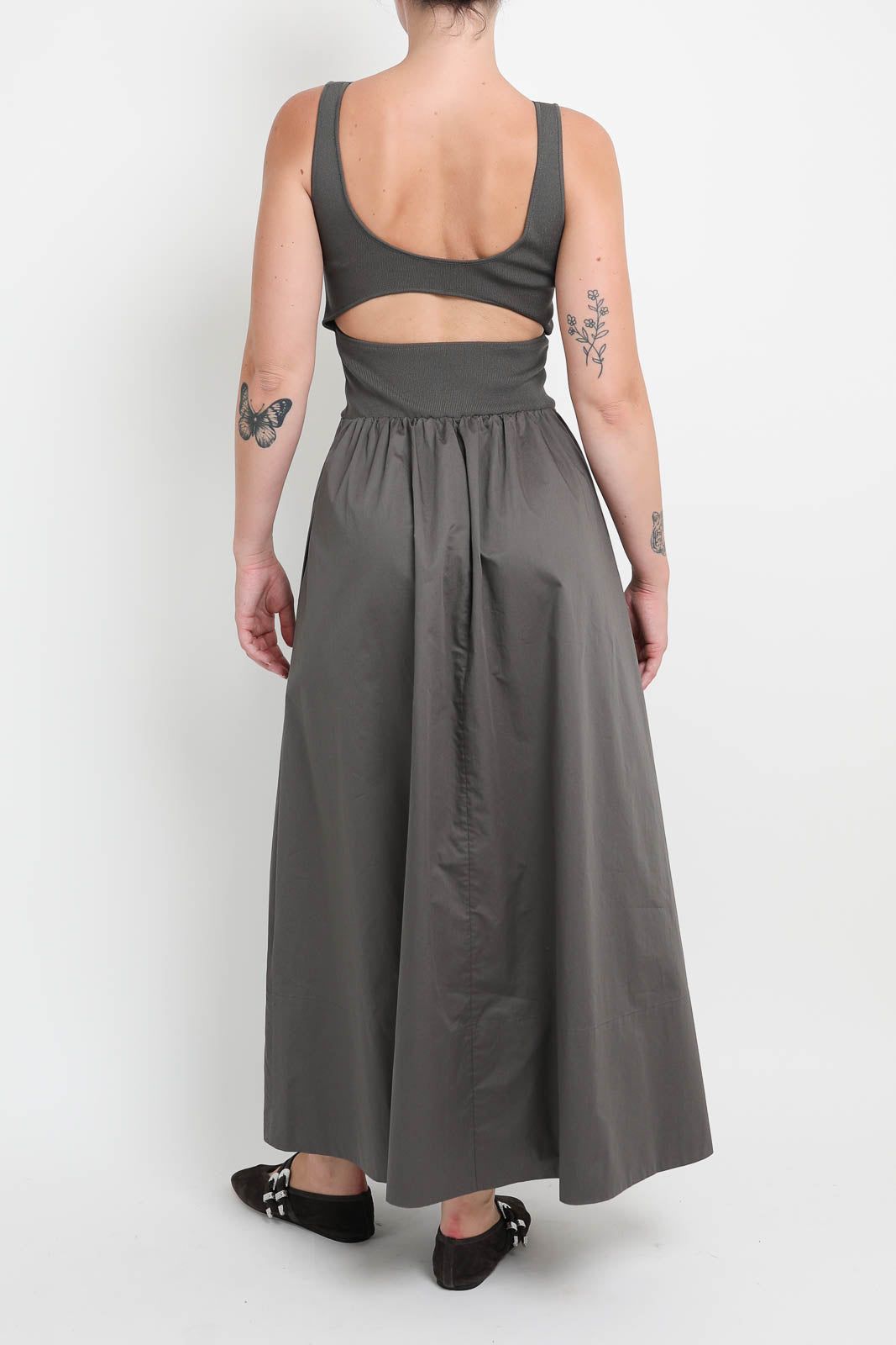 Kleid Bateau in Khaki