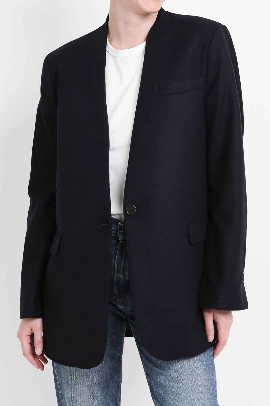 Zenggi, Blazer ohne Kragen in Midnight Blue