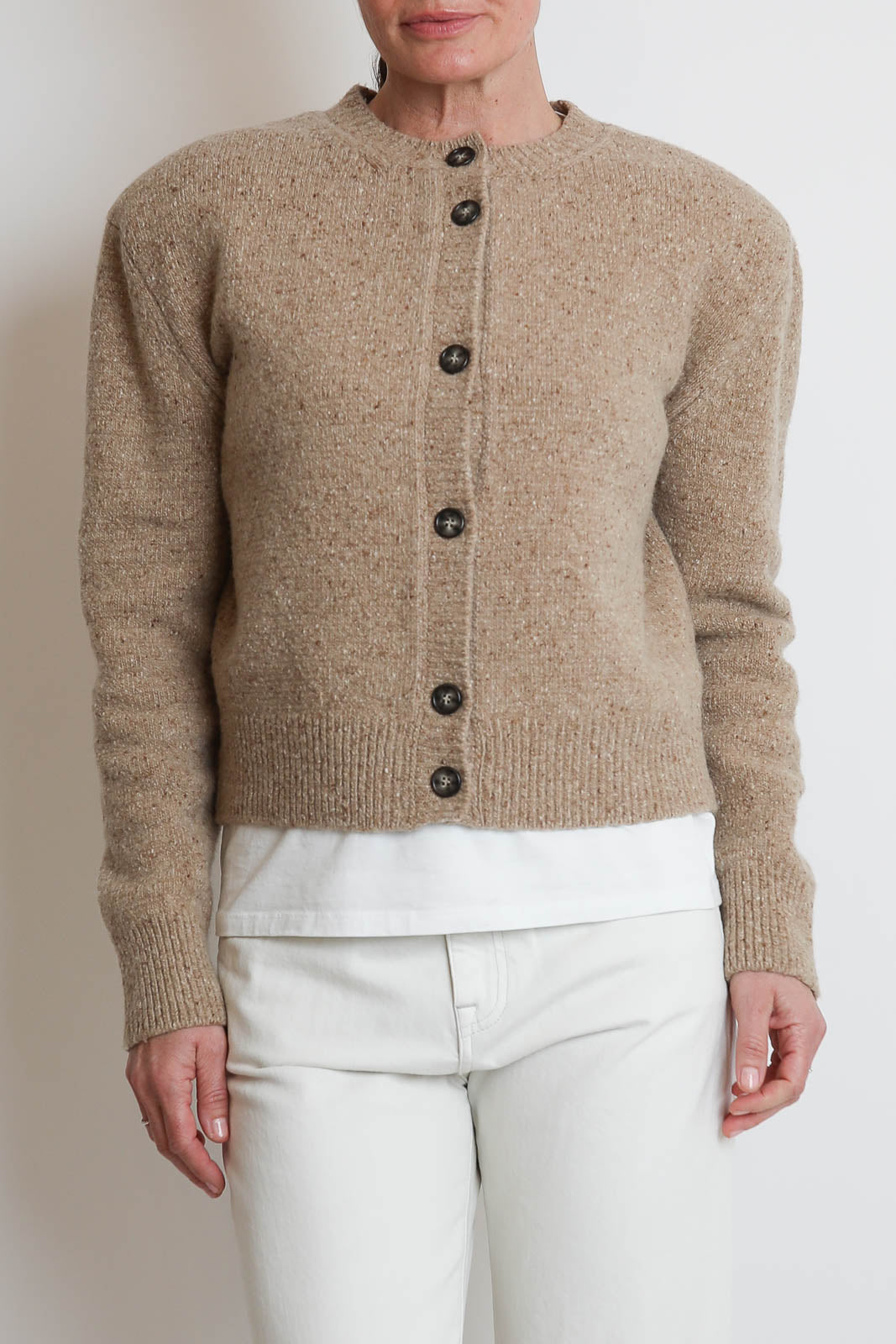 Rohe, Cardigan Fine Merino Tweed in Oat Melange