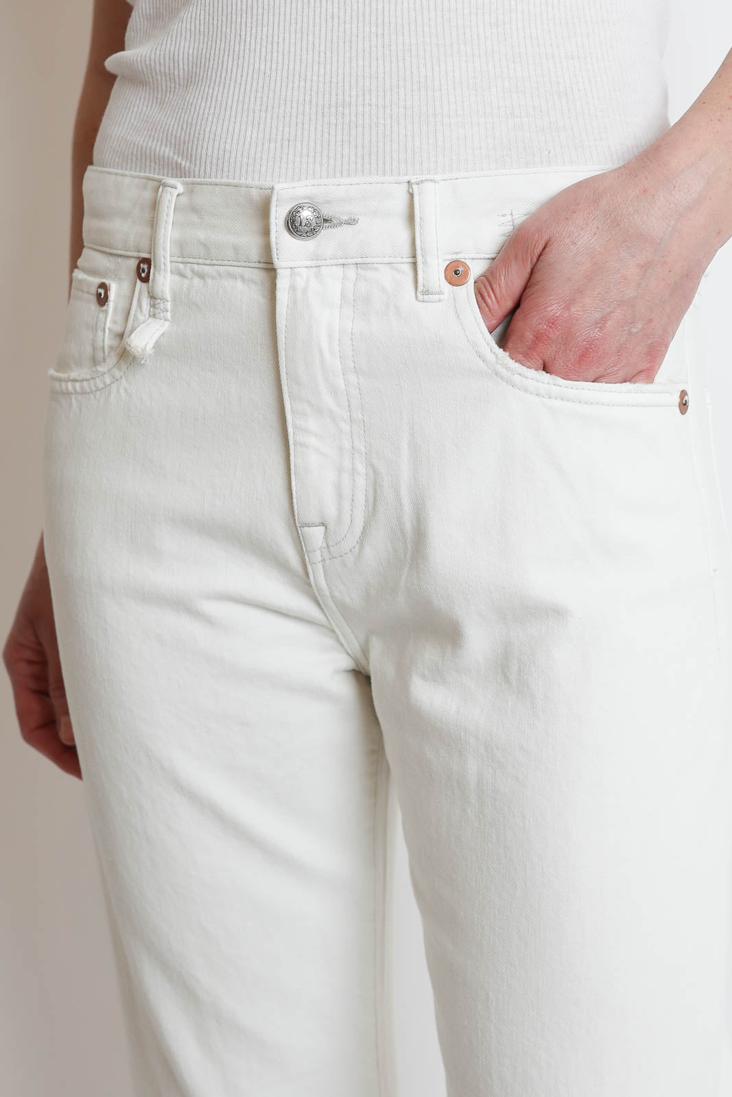 R13, Jeans Cuffed Romeo in Weiss