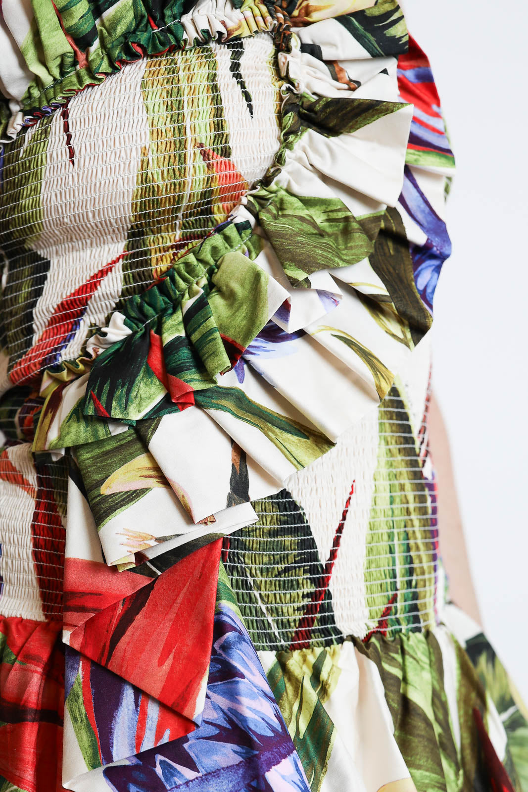 Farm Rio, Kleid Strapless in Florart Sand