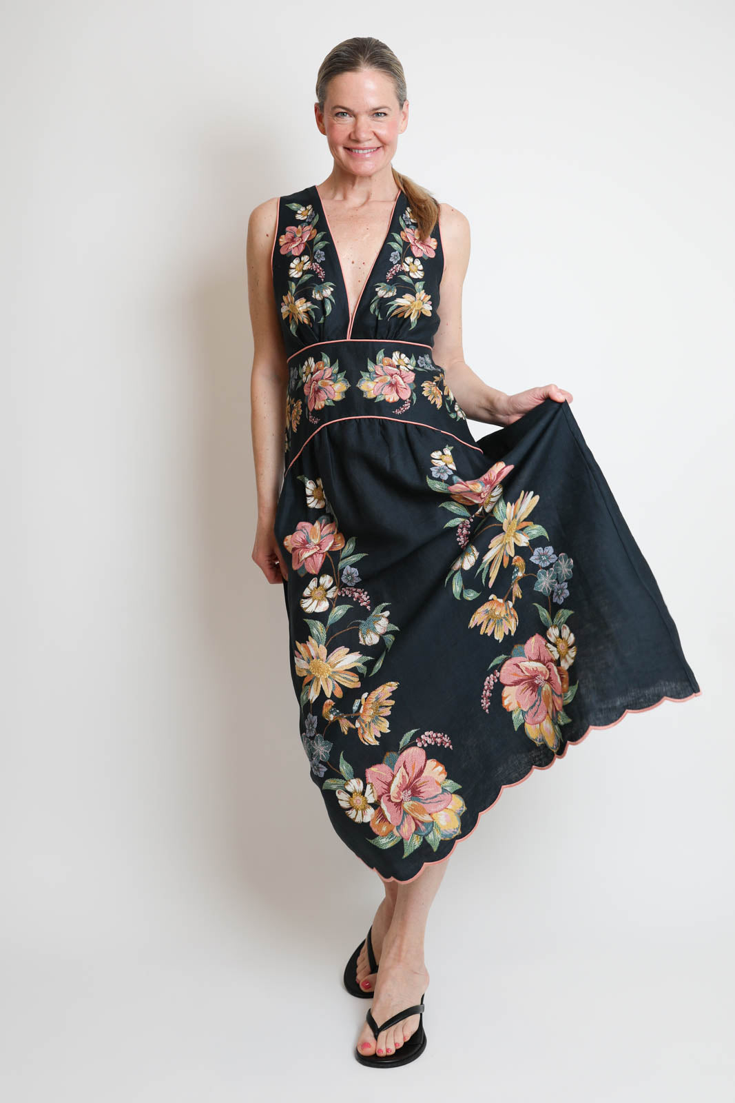 Farm Rio, Kleid Maria Floral in Dark Blue