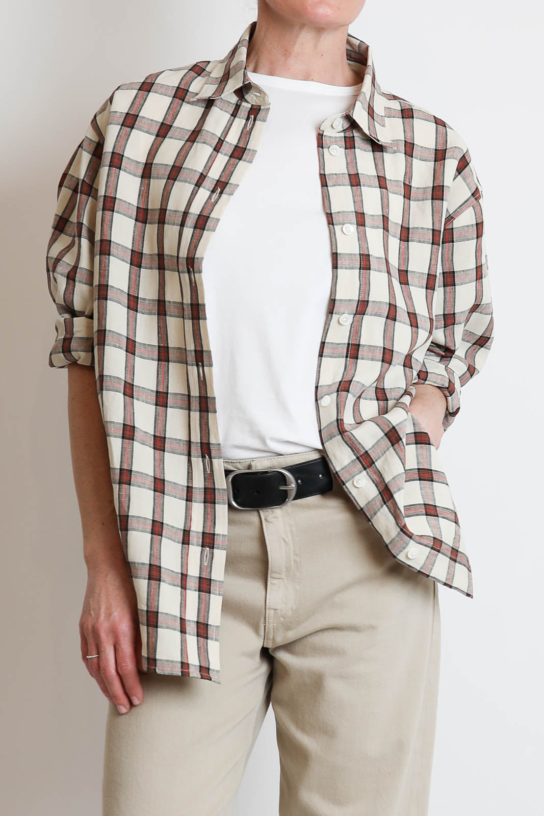 Rohe, Bluse Oversized in Red Table Check