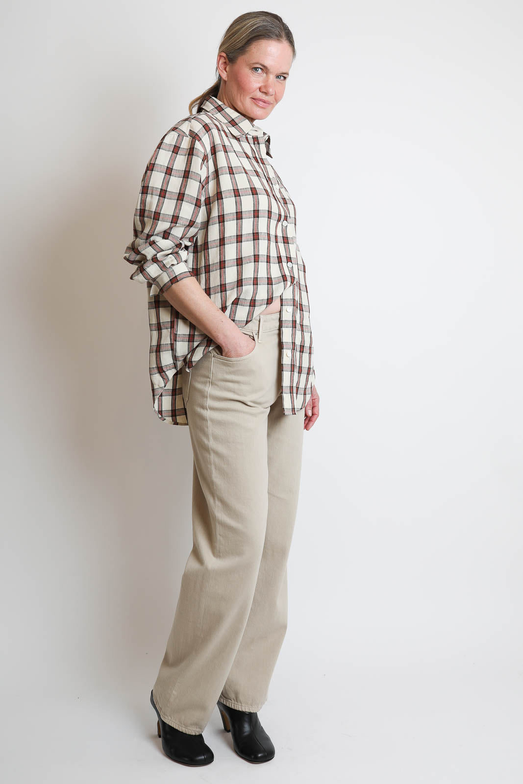 Rohe, Bluse Oversized in Red Table Check