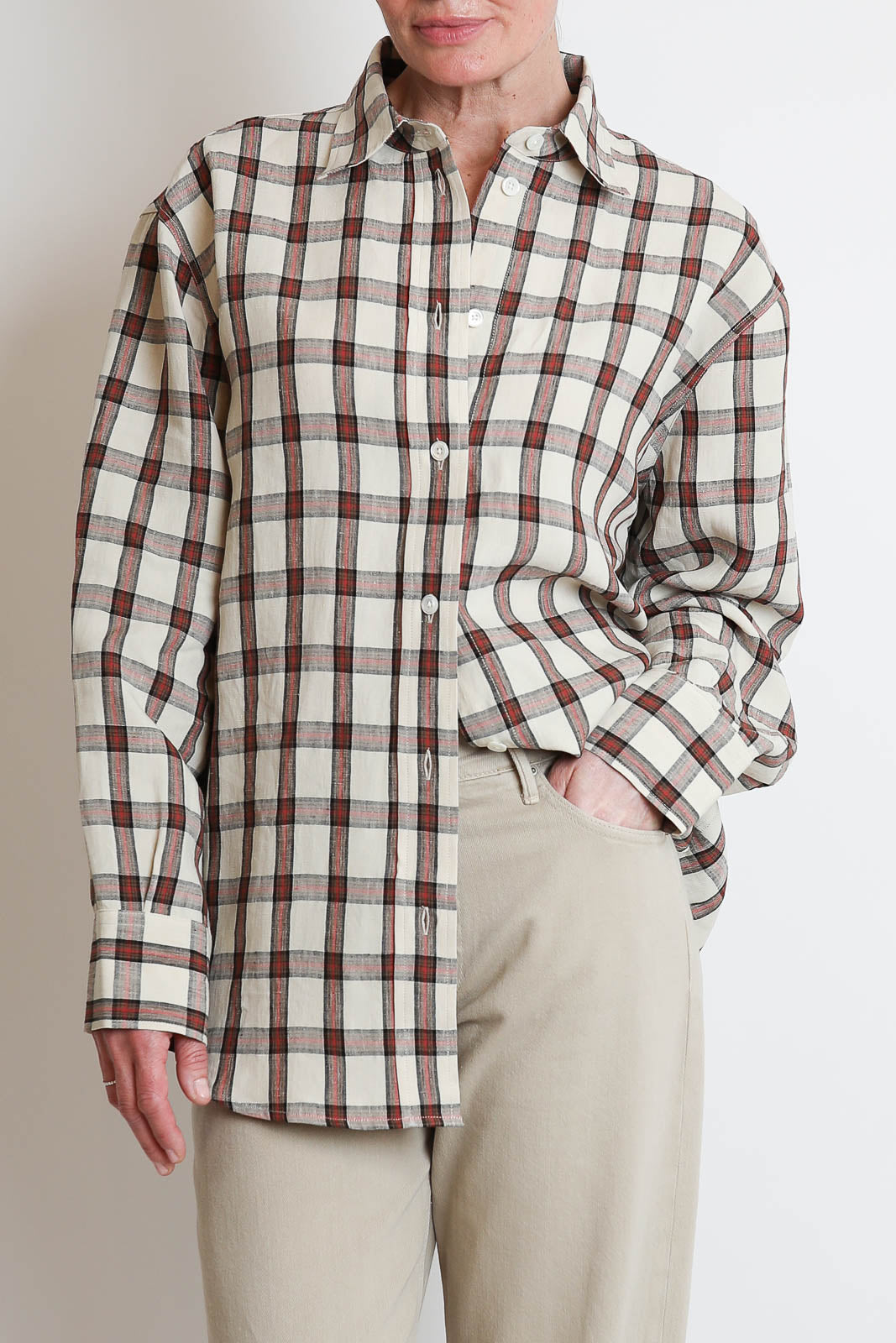 Rohe, Bluse Oversized in Red Table Check