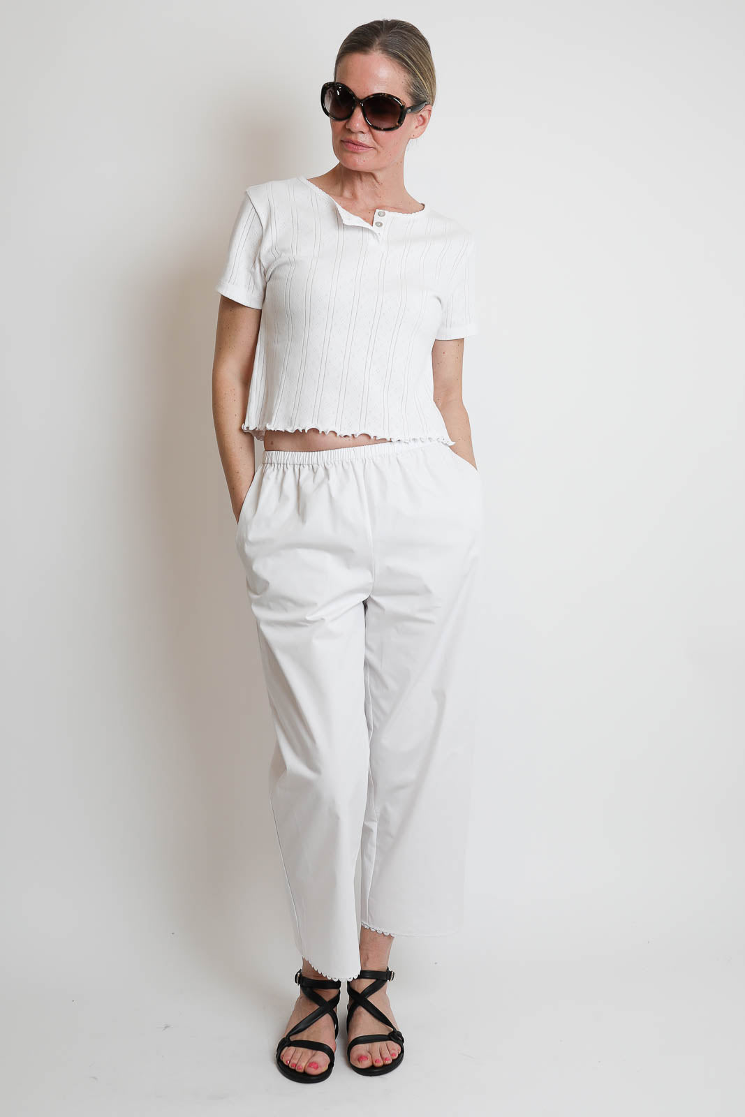 Rohe, Hose Embroidered Poplin in Optic White