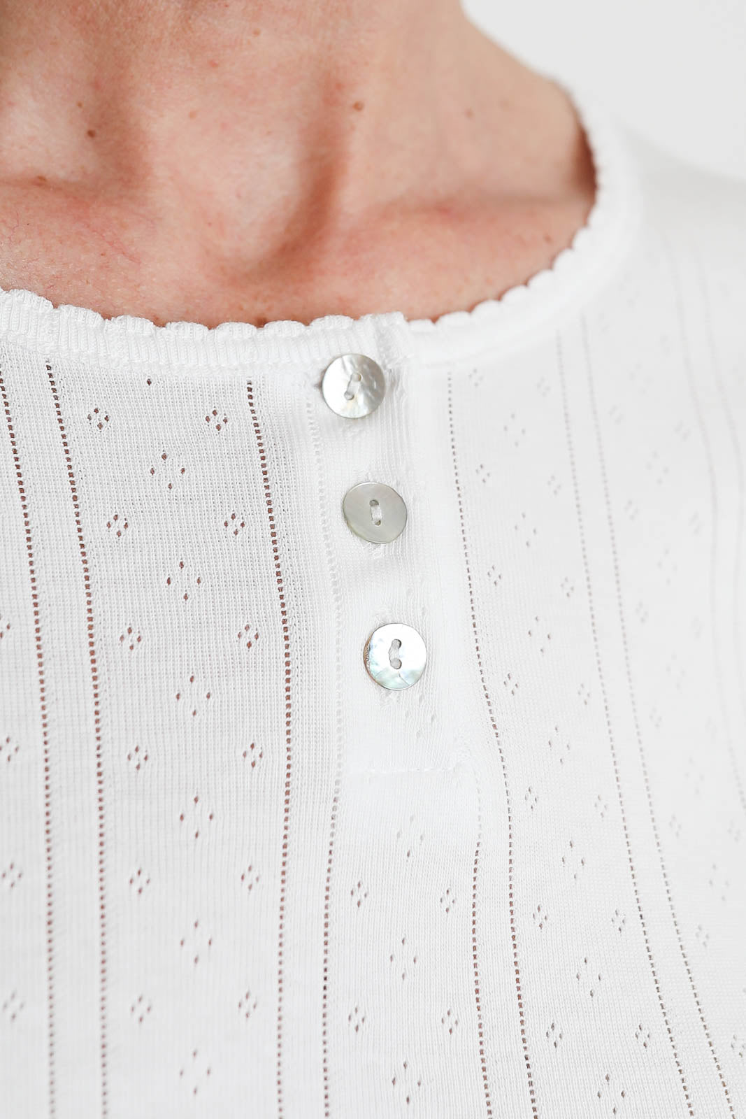 Rohe, T-Shirt Pointelle in Off White