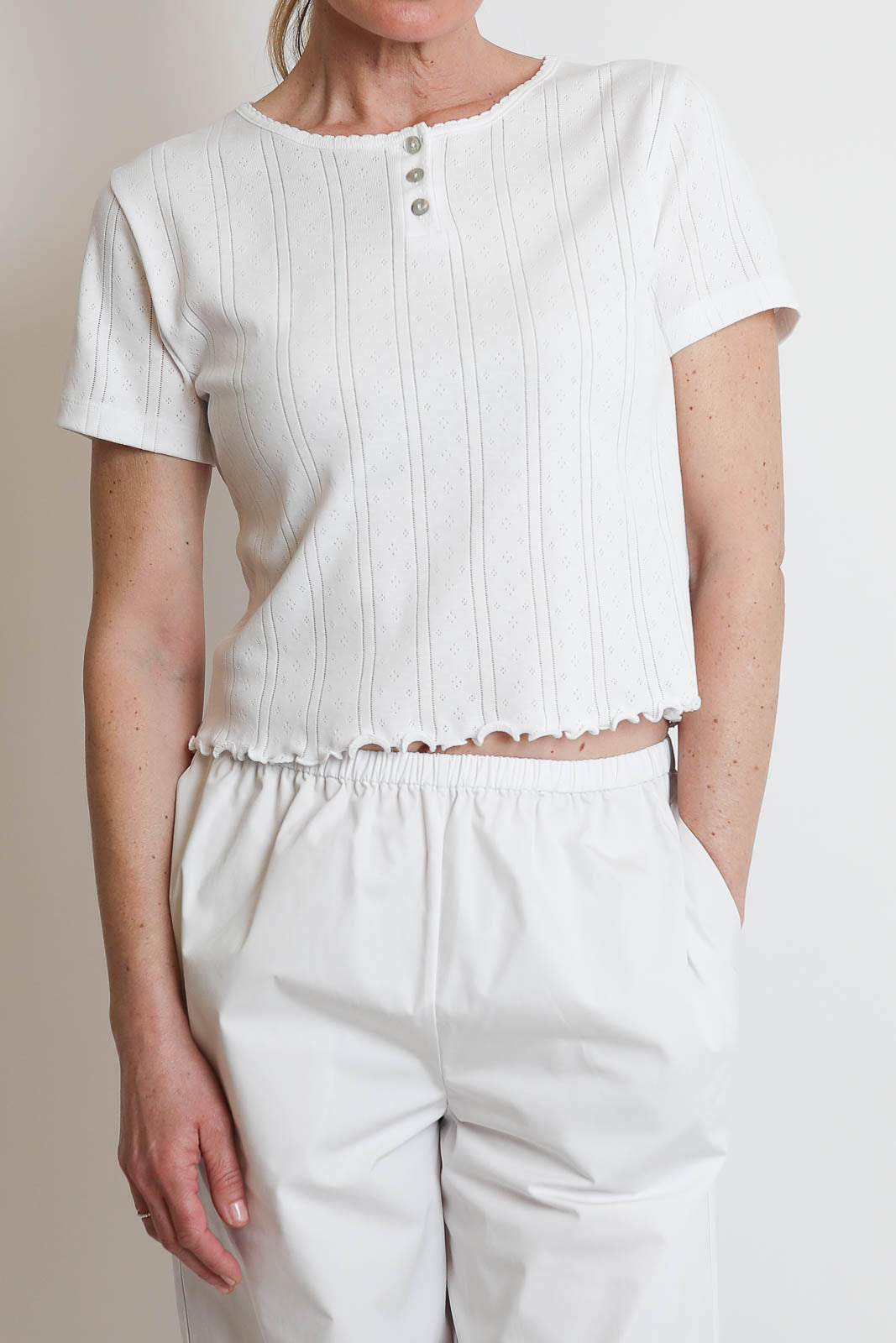 Rohe, T-Shirt Pointelle in Off White