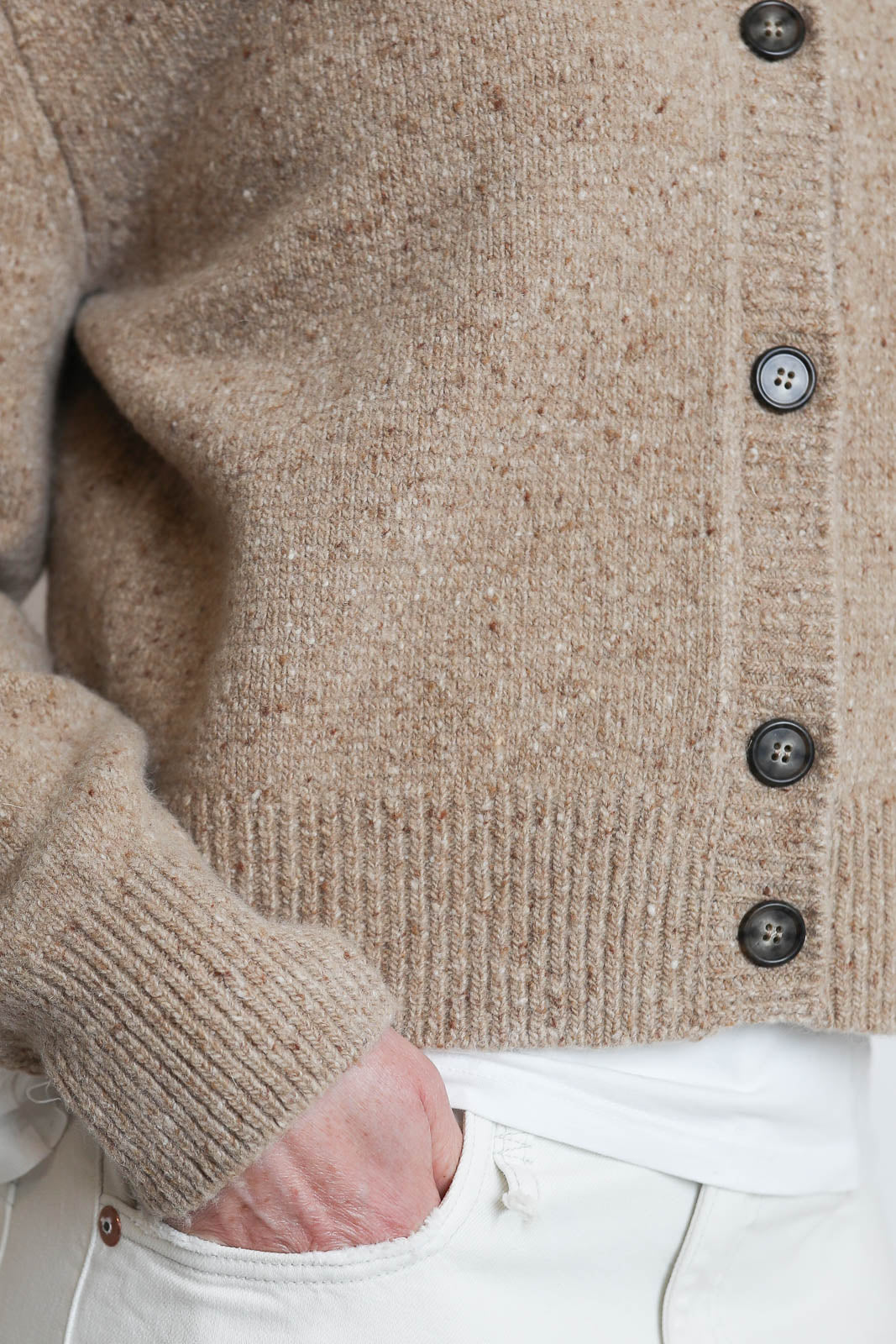 Rohe, Cardigan Fine Merino Tweed in Oat Melange