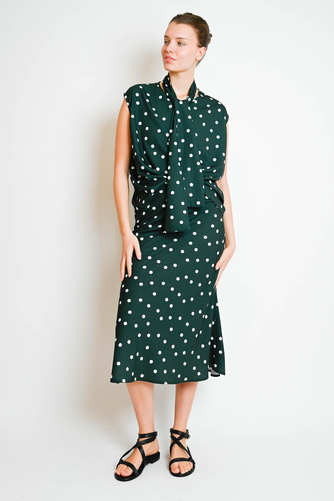 Atelier 1985, Krawatte in Tupfen Flaschengrün