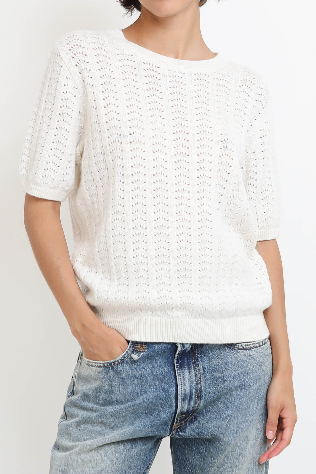 T-Shirt Cecelia Pointelle in Cream