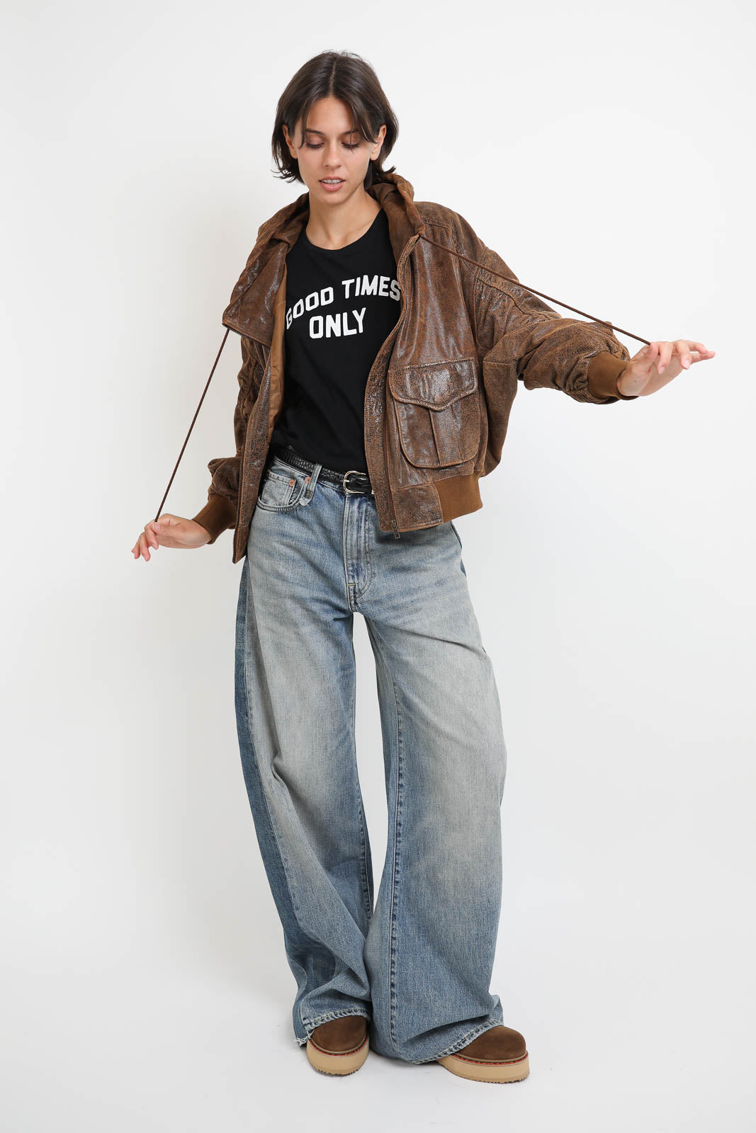 Jacke Shirred Bomber in Braun