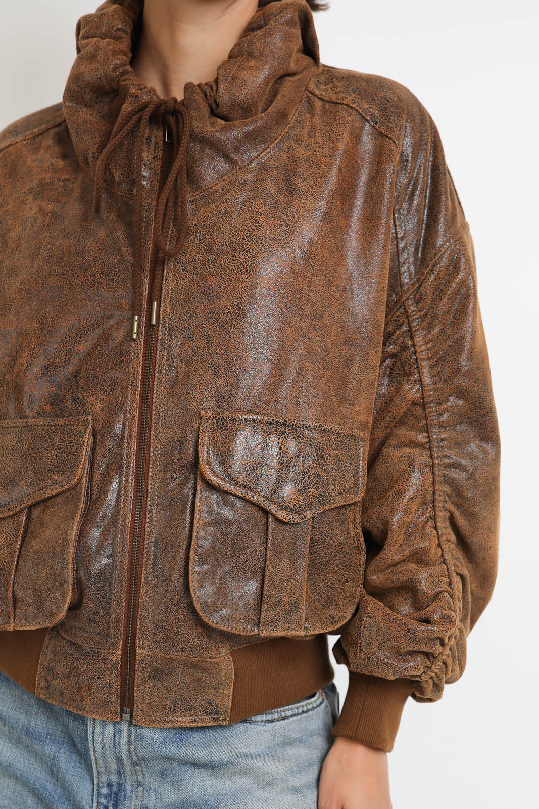 Jacke Shirred Bomber in Braun