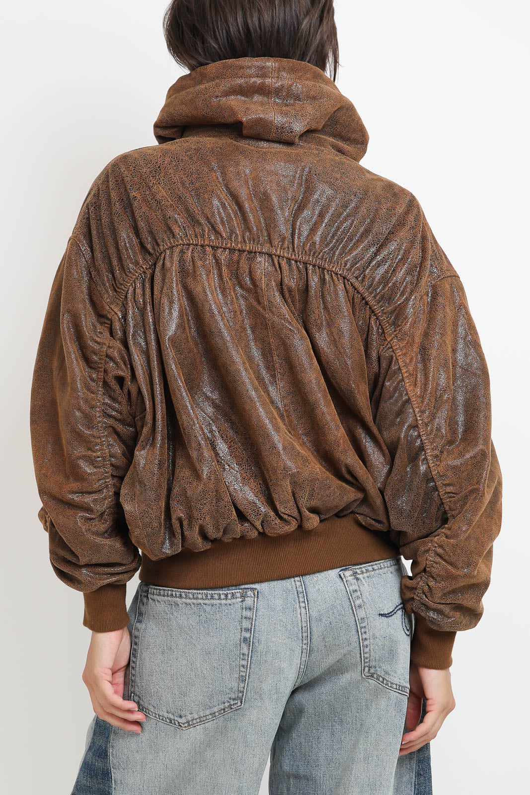 Jacke Shirred Bomber in Braun