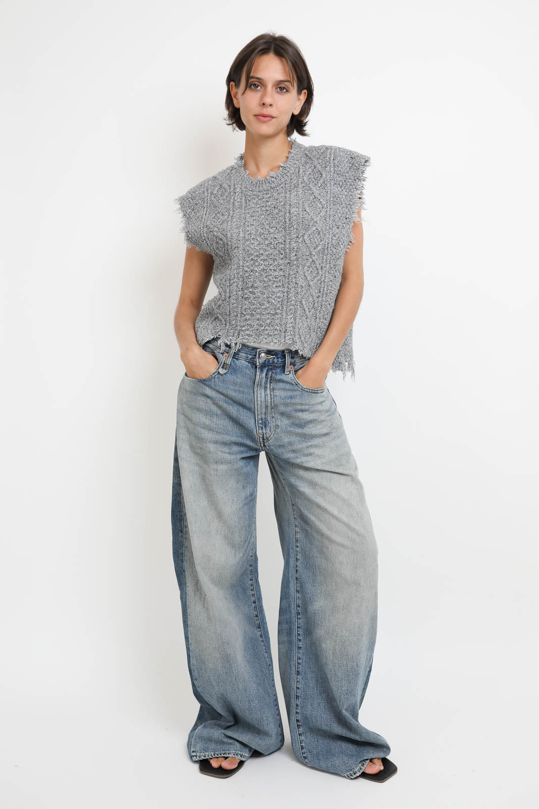 Veste Boyfriend Cable in Heather Grey