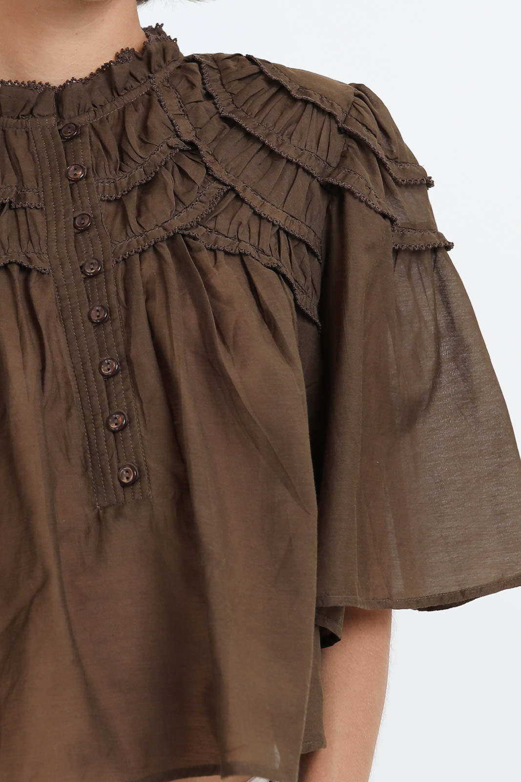 Bluse Carmen in Dark Khaki