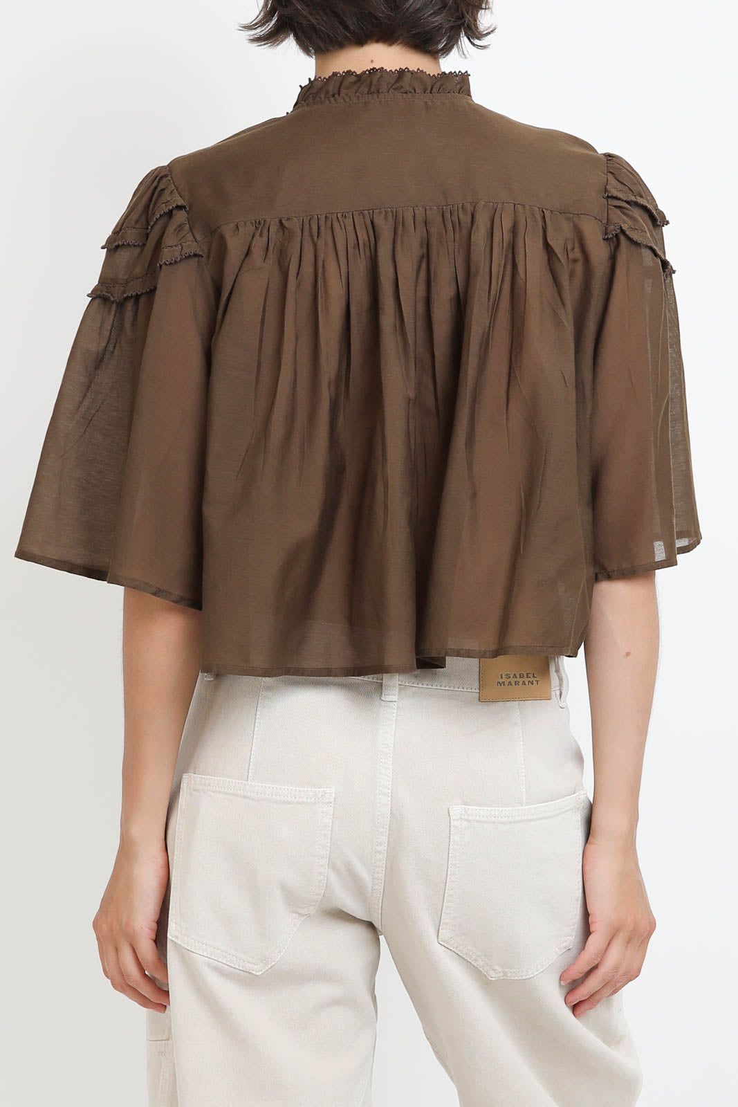 Bluse Carmen in Dark Khaki