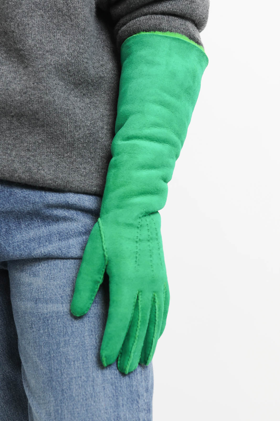 Handschuhe aus Shearling in Grün