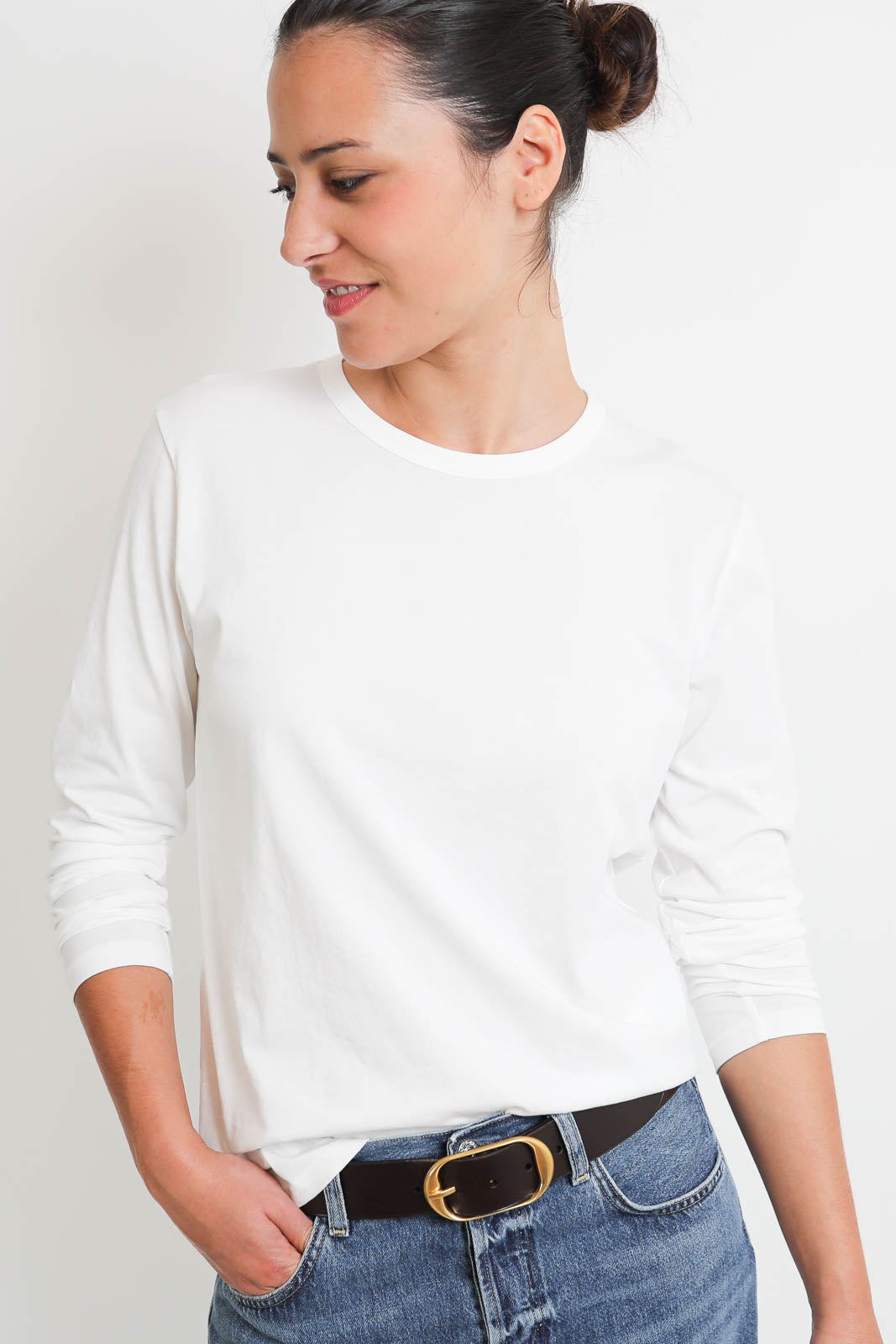 Vestibule, Langarm-Shirt Crewneck in Weiss