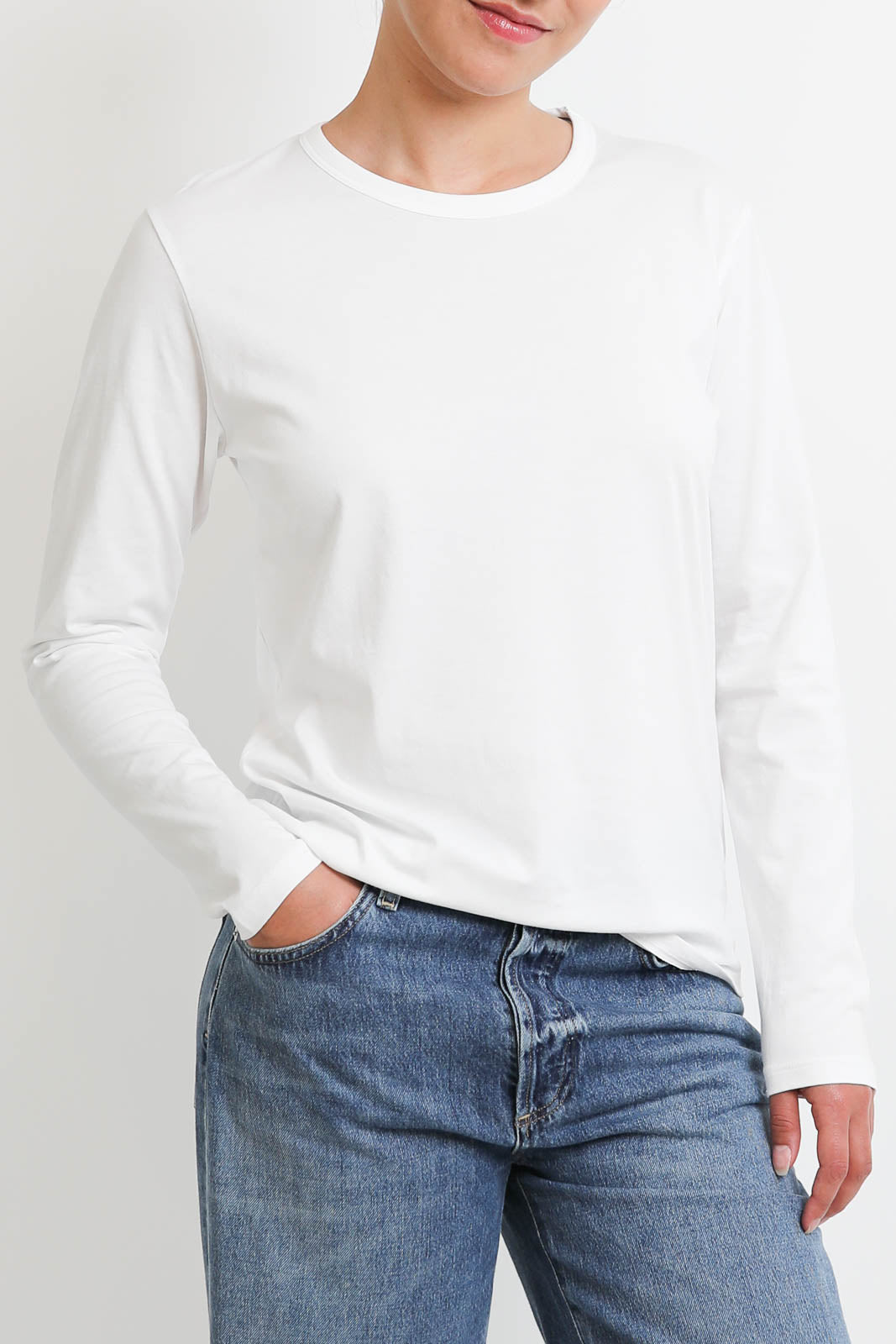 Vestibule, Langarm-Shirt Crewneck in Weiss