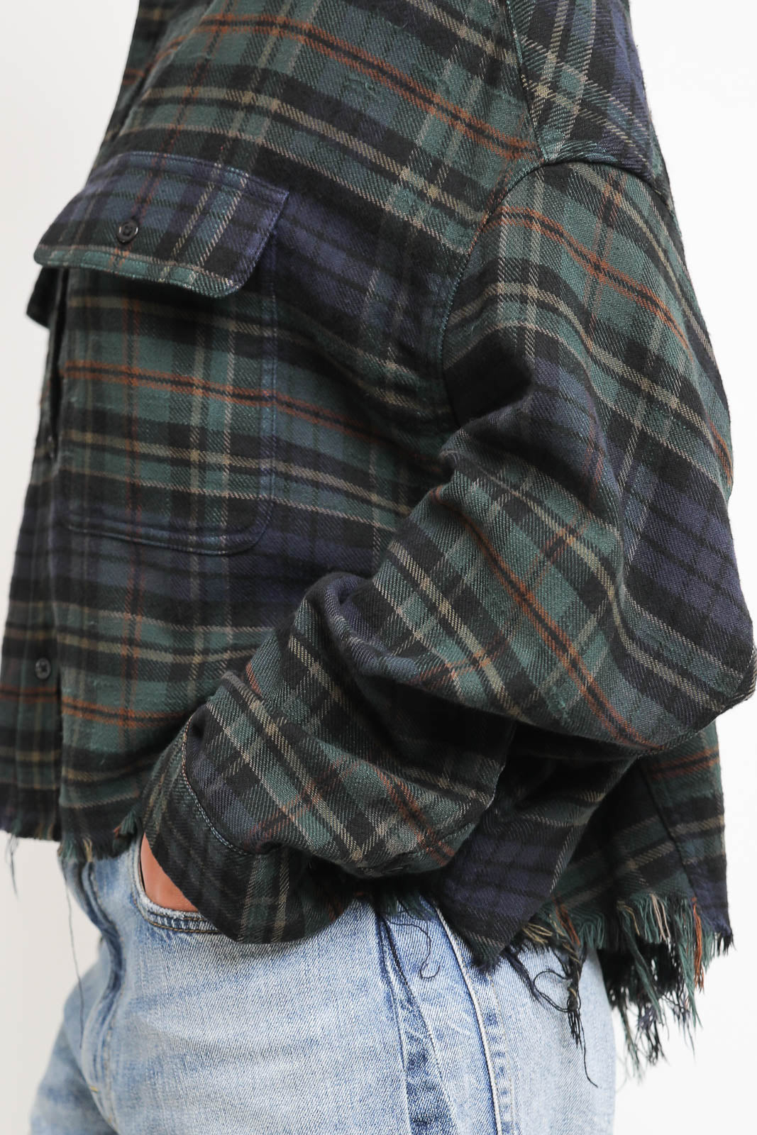 R13, Bluse Cropped Work in Overdyed Teal