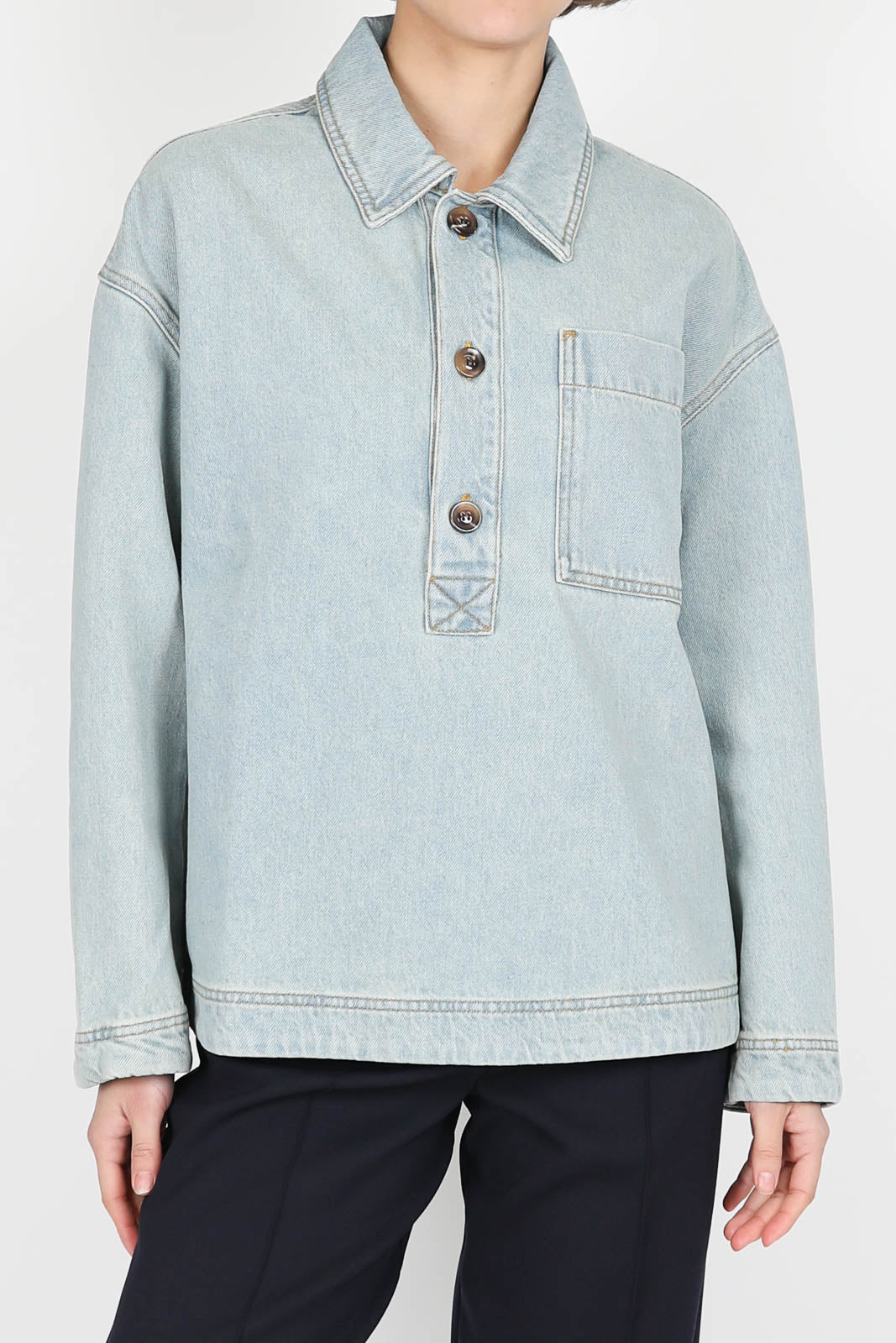 Bluse Austin aus Denim in Bleu Clair