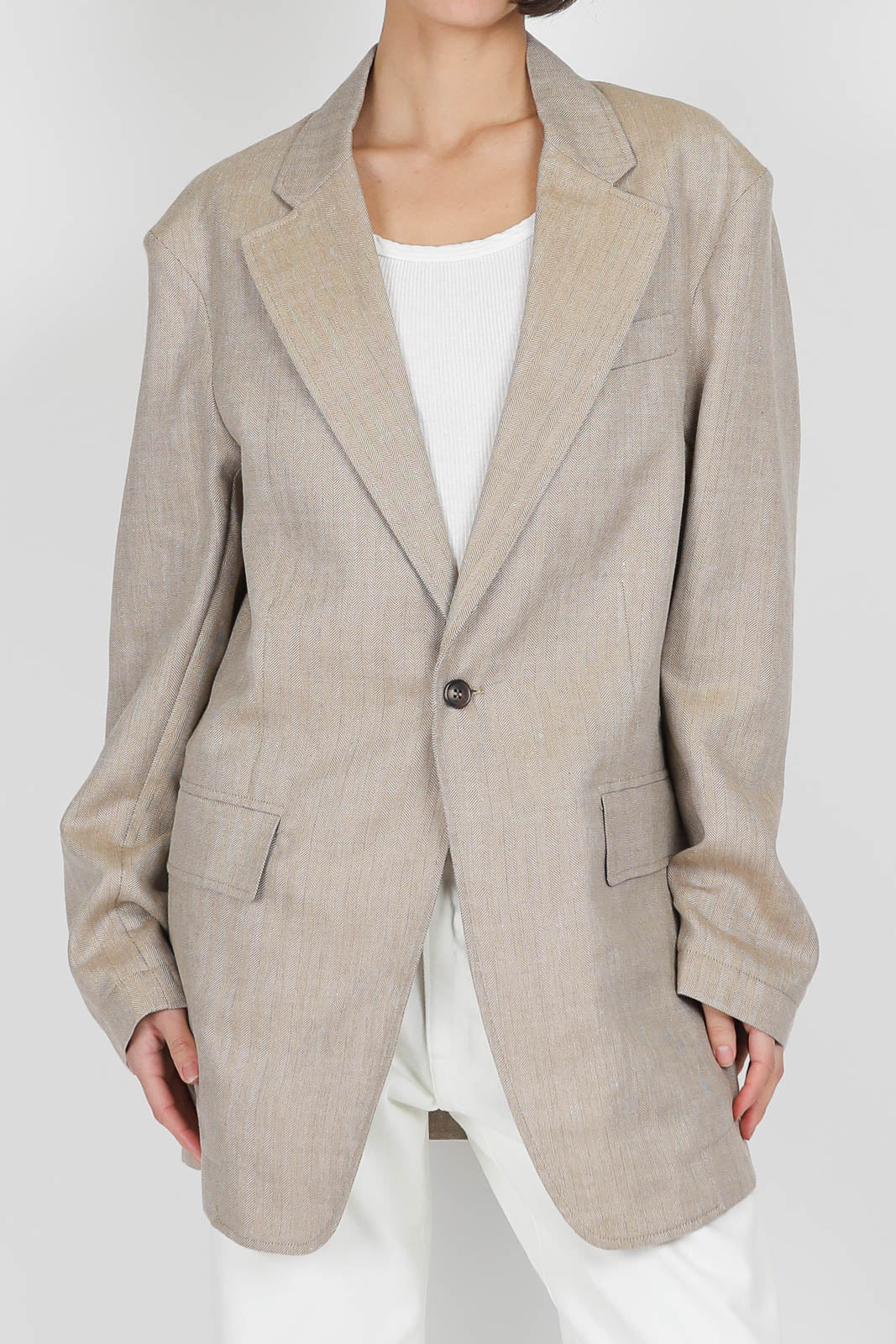 Blazer Oversized Ragged in Brown Herringbone